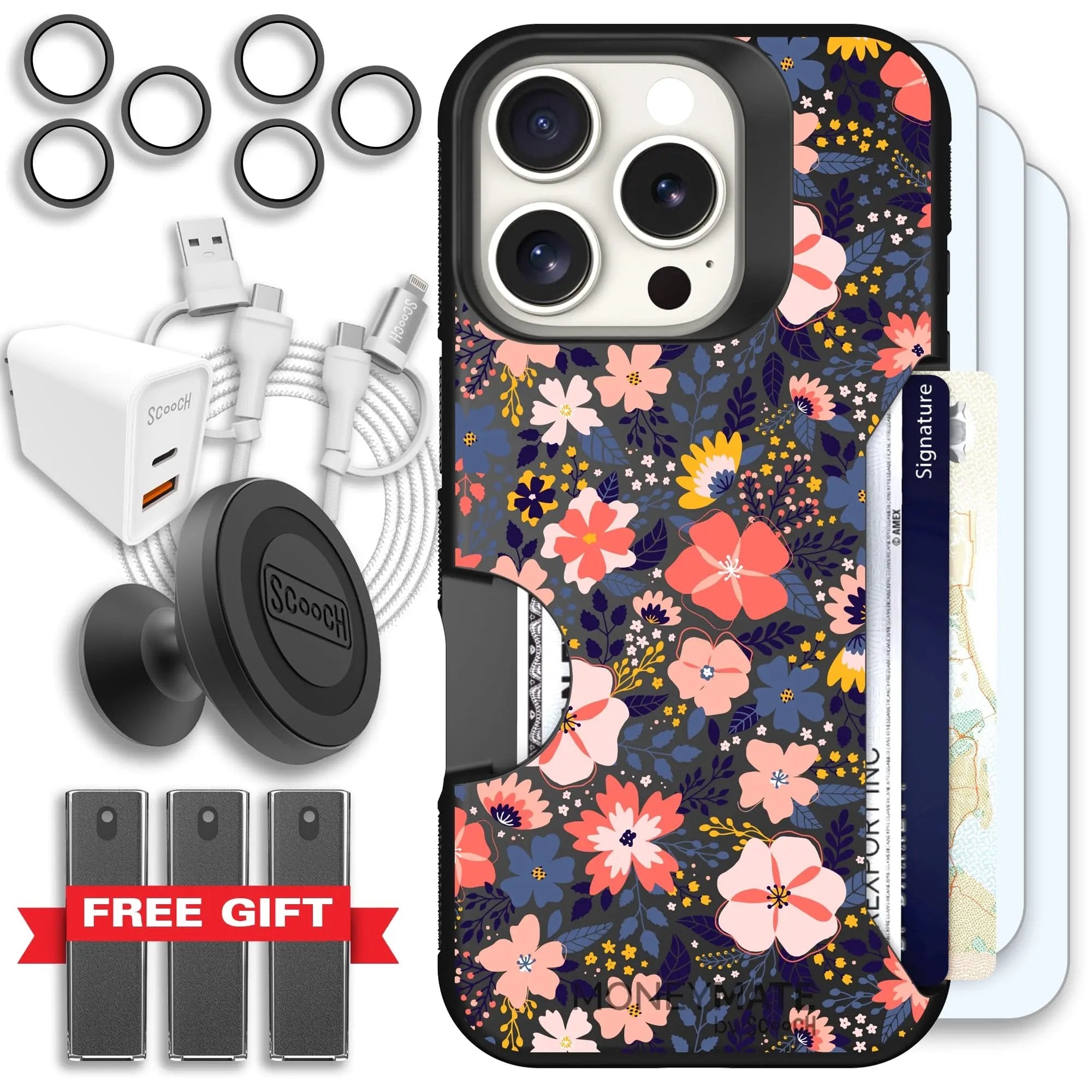 Scooch-Moneymate Ultimate Bundle for iPhone 16 Pro-Wildflowers