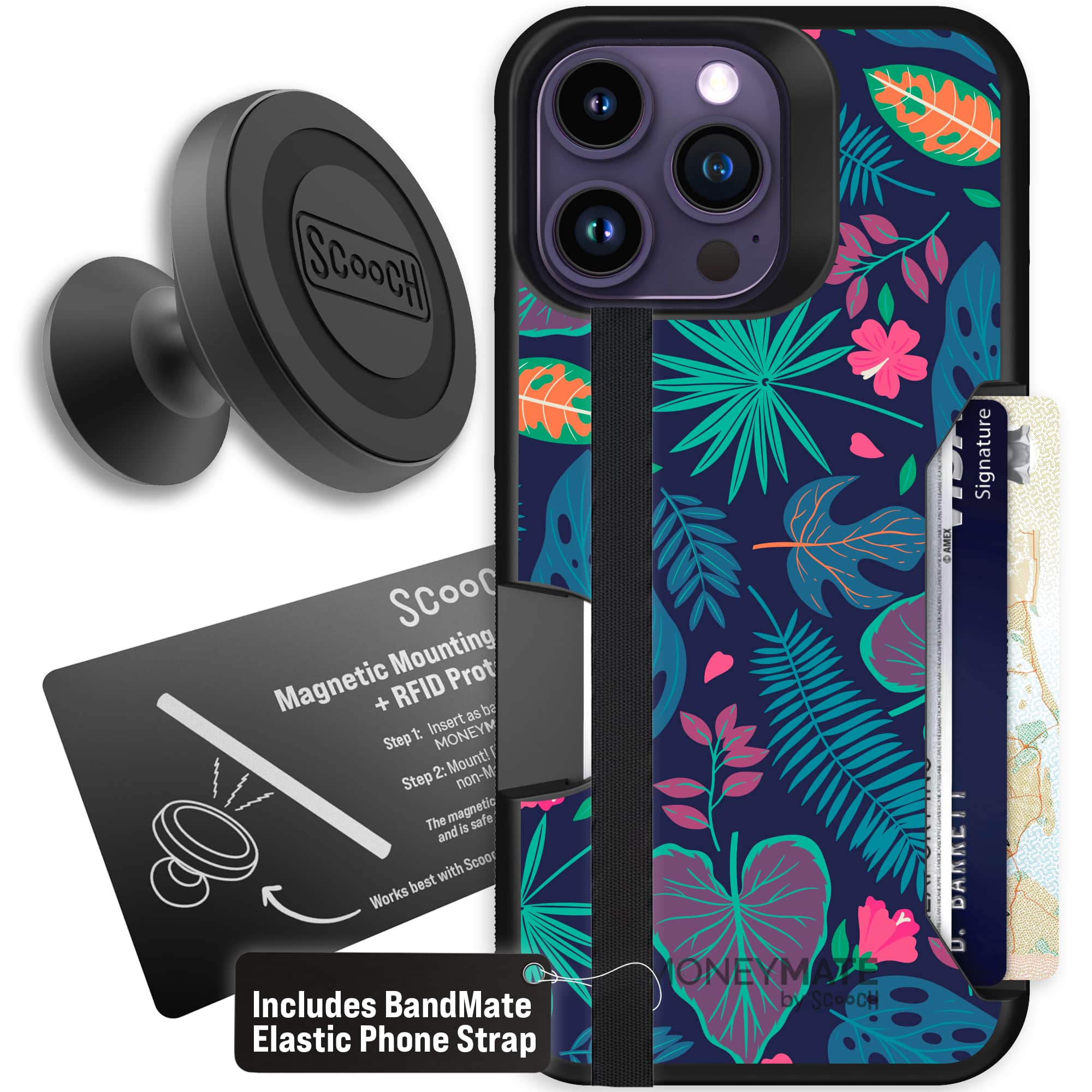 Moneymate - iPhone 14 Pro Max - Tropical Leaves - Starter Bundle