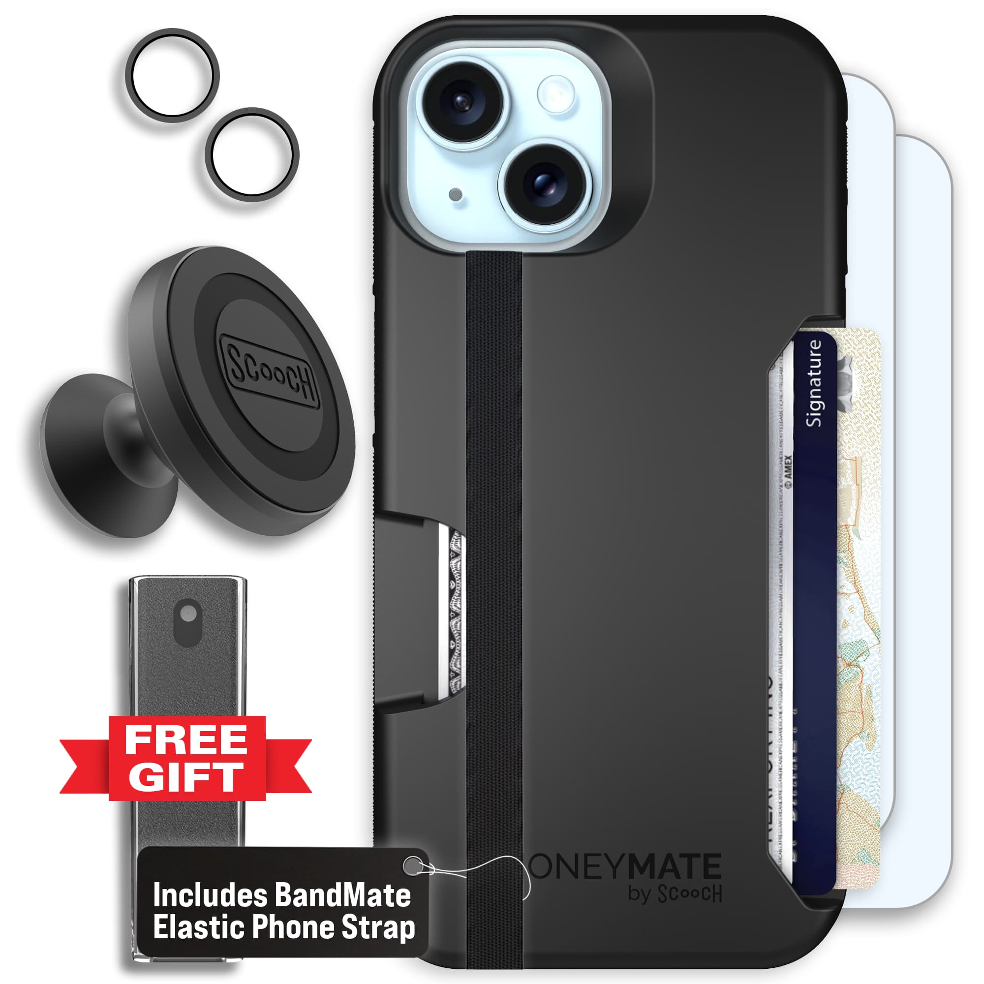 Moneymate - iPhone 15 - Black - Defender Bundle