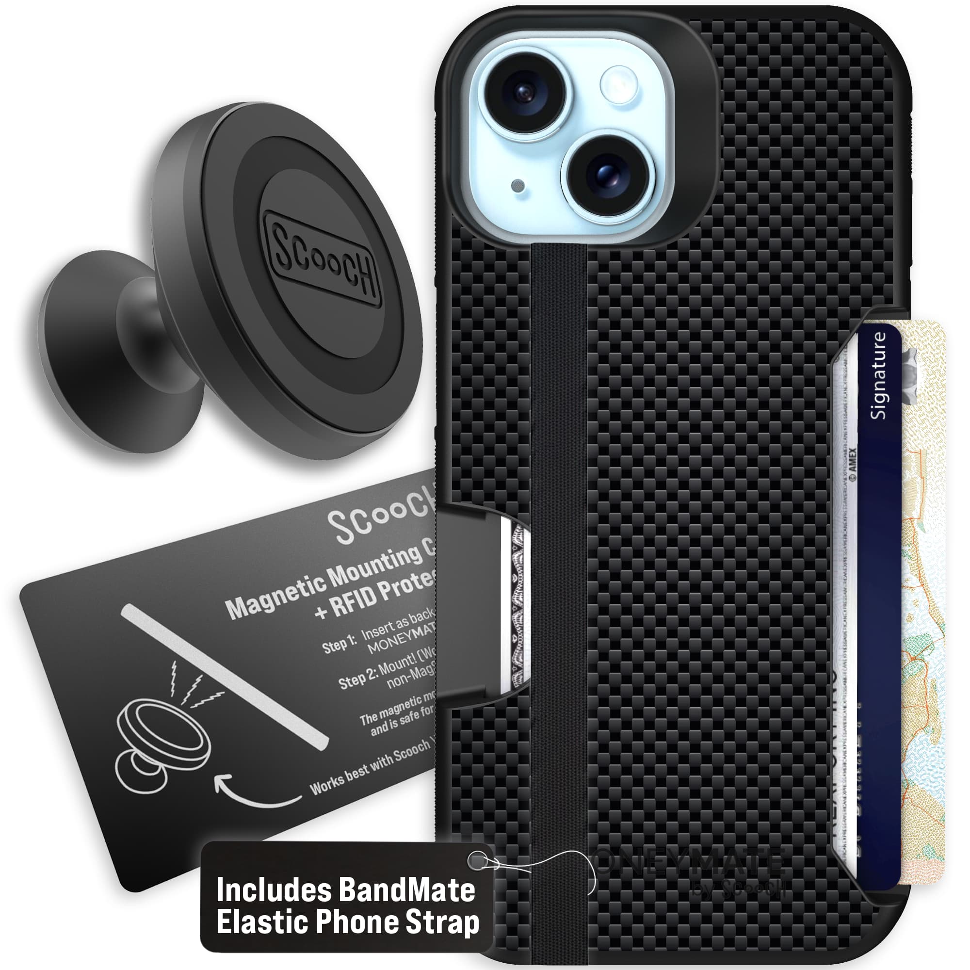 Moneymate - iPhone 15 - Carbon Fiber - Starter Bundle
