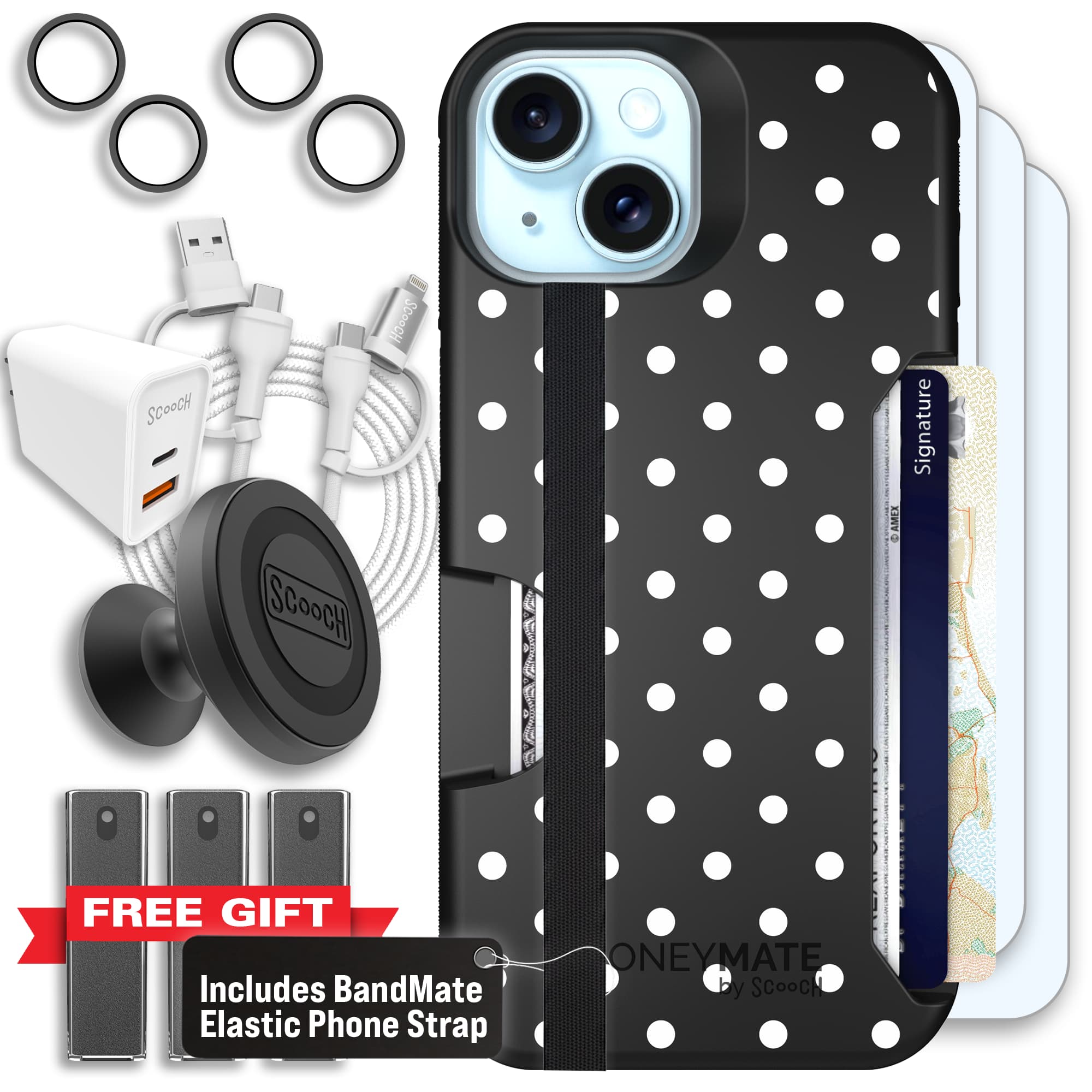 Moneymate - iPhone 15 - Polka Dots - Ultimate Bundle