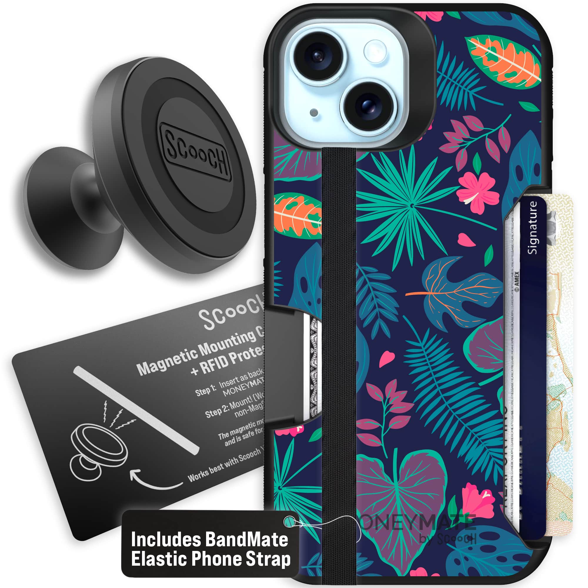 Moneymate - iPhone 15 - Tropical Leaves - Starter Bundle