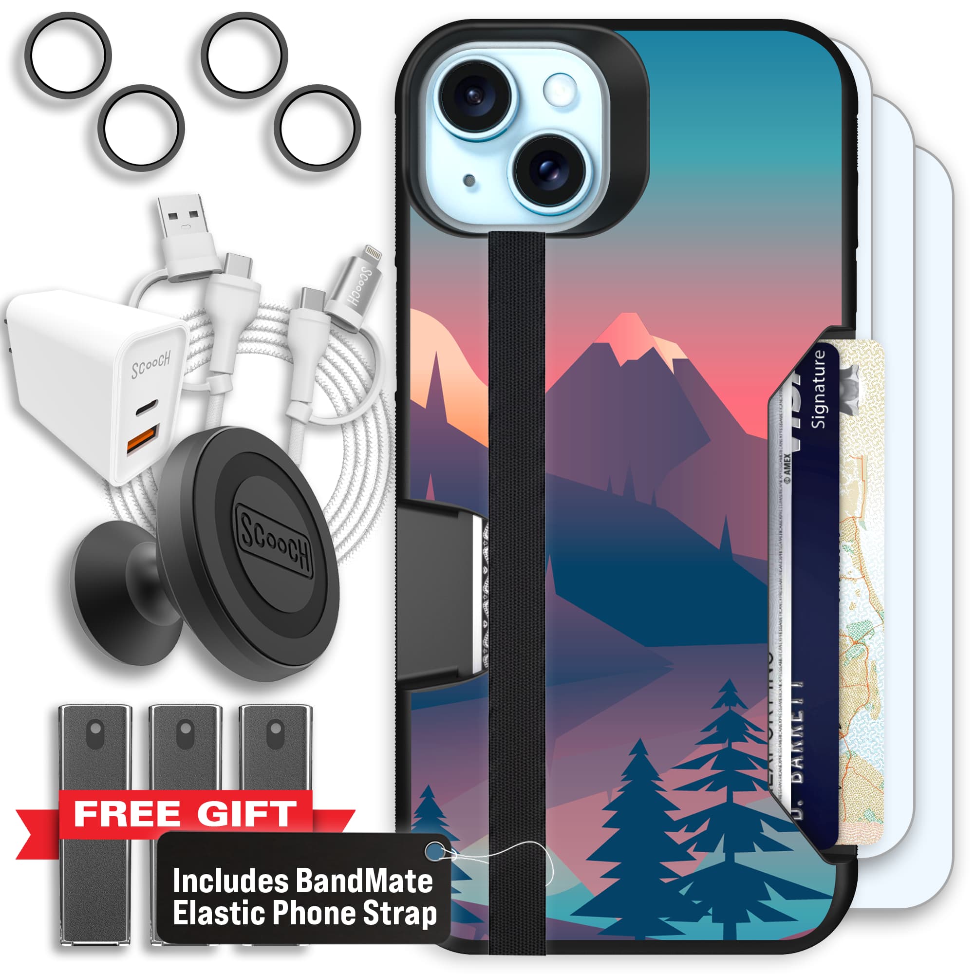 Moneymate - iPhone 15 Plus - Mountain Range - Ultimate Bundle