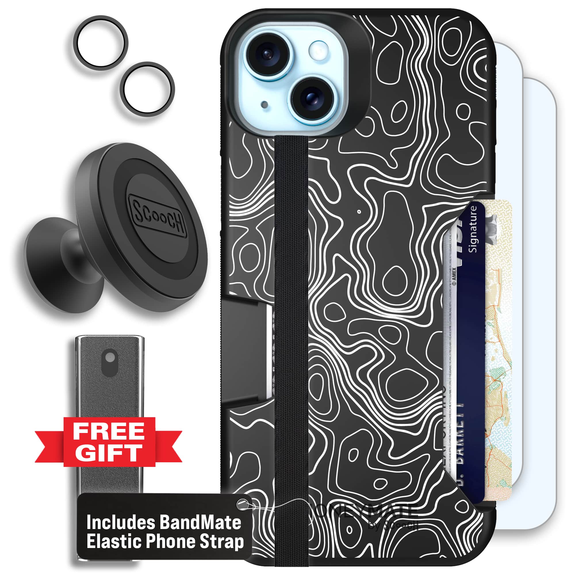 Moneymate - iPhone 15 Plus - Topography - Defender Bundle