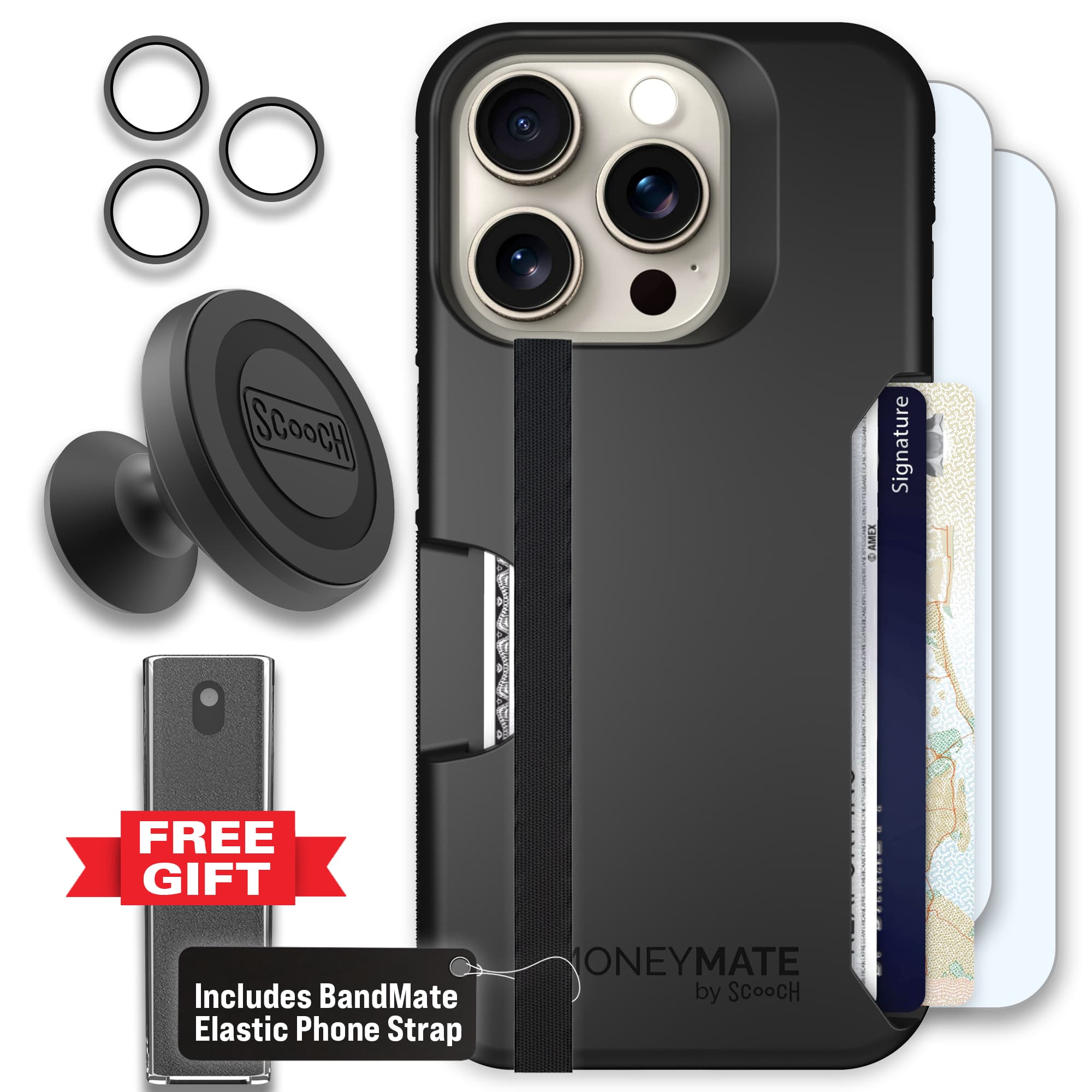 Moneymate - iPhone 15 Pro - Black - Defender Bundle