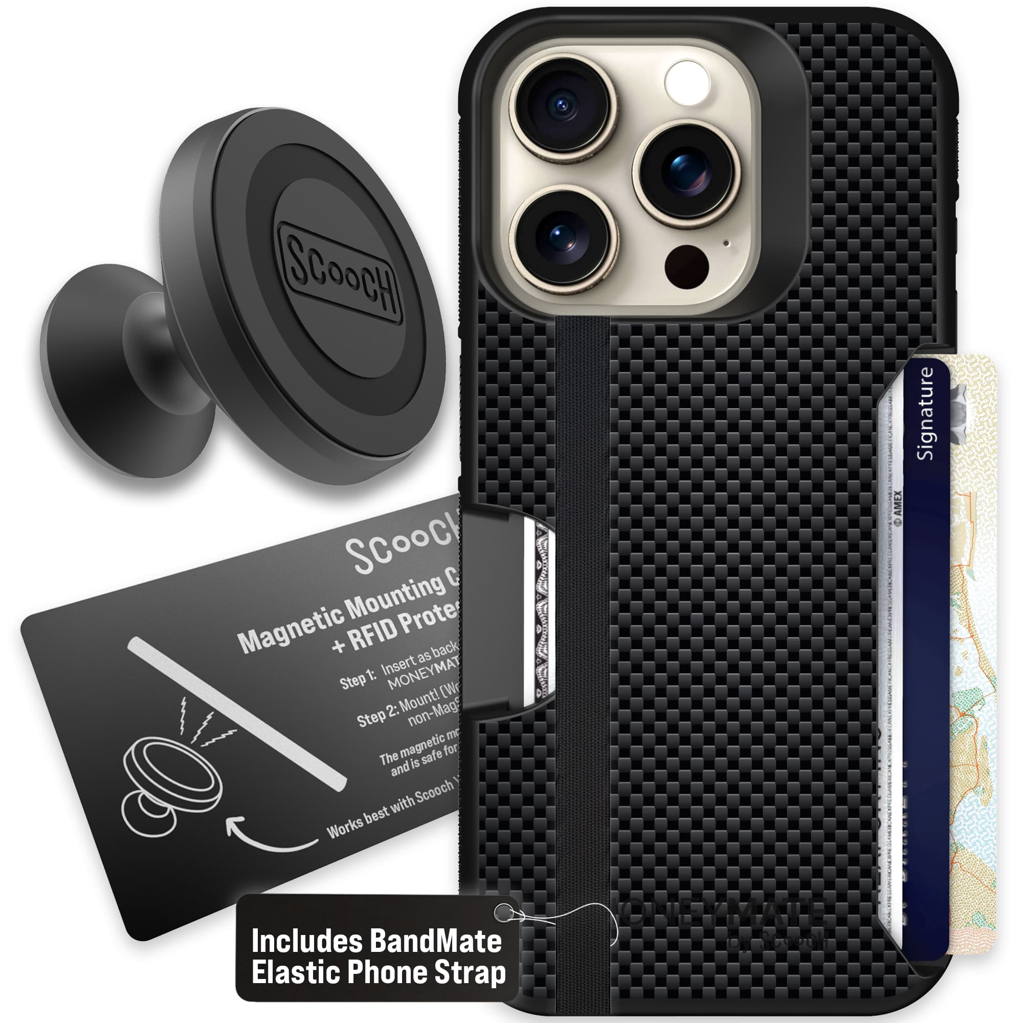 Moneymate - iPhone 15 Pro - Carbon Fiber - Starter Bundle