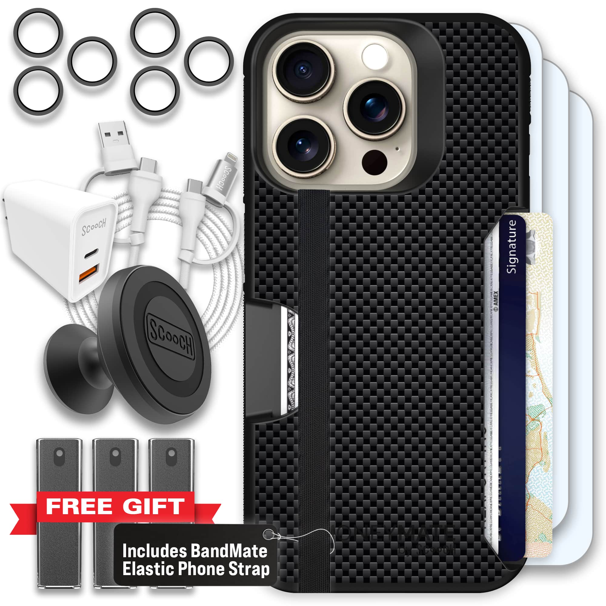 Moneymate - iPhone 15 Pro - Carbon Fiber - Ultimate Bundle