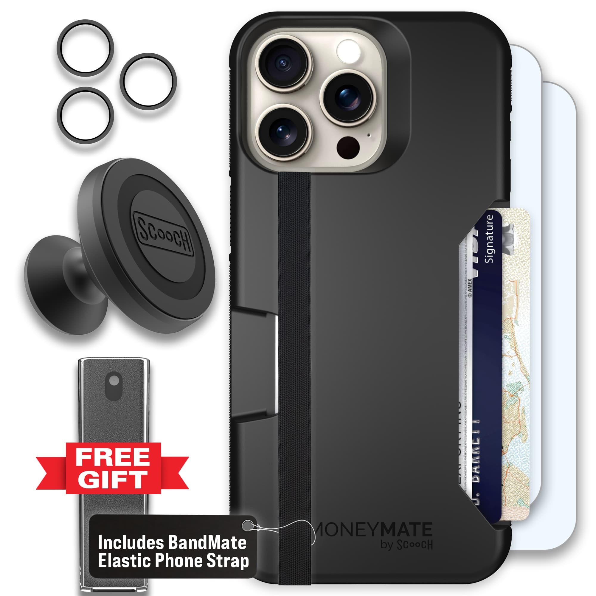 Moneymate - iPhone 15 Pro Max - Black - Defender Bundle