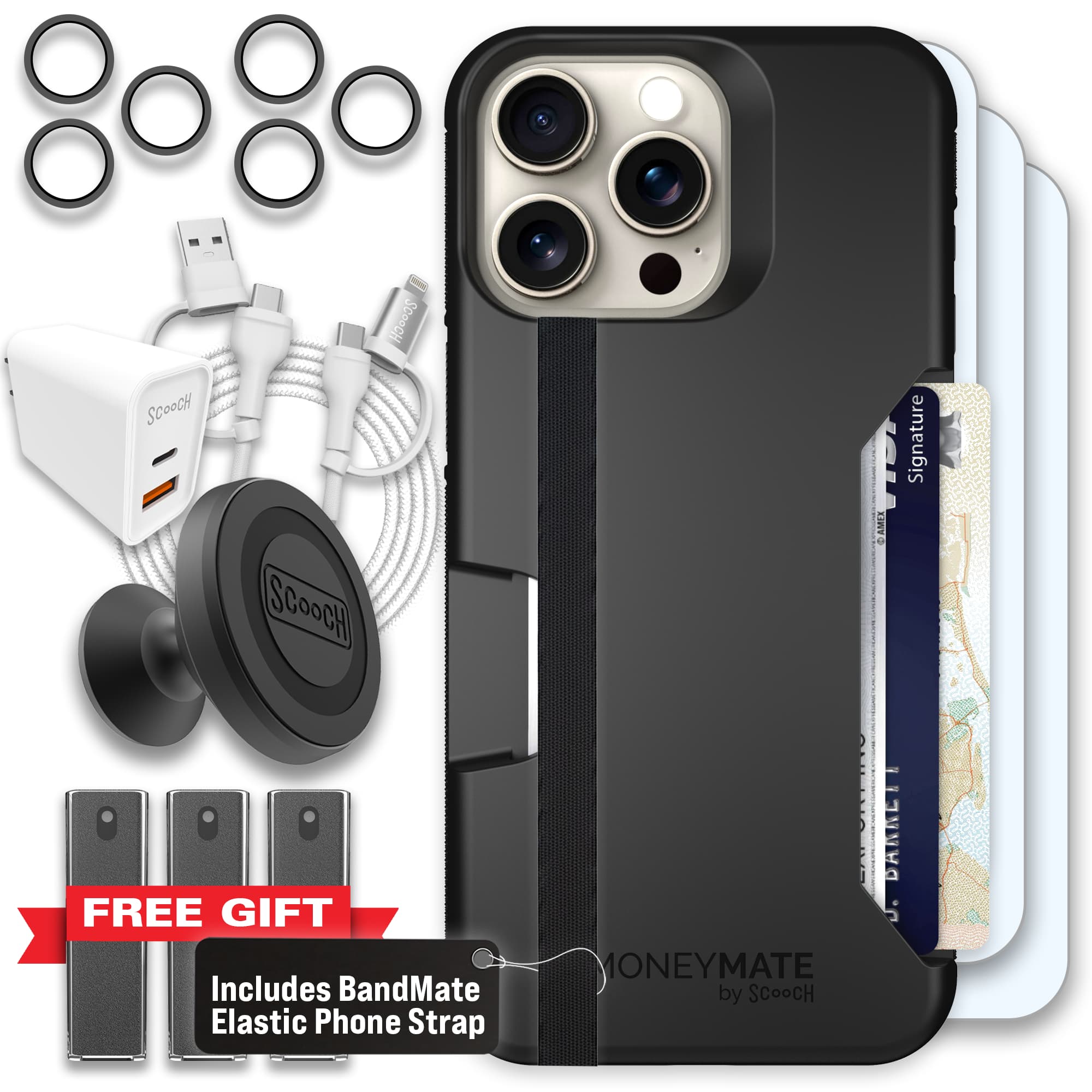 Moneymate - iPhone 15 Pro Max - Black - Ultimate Bundle