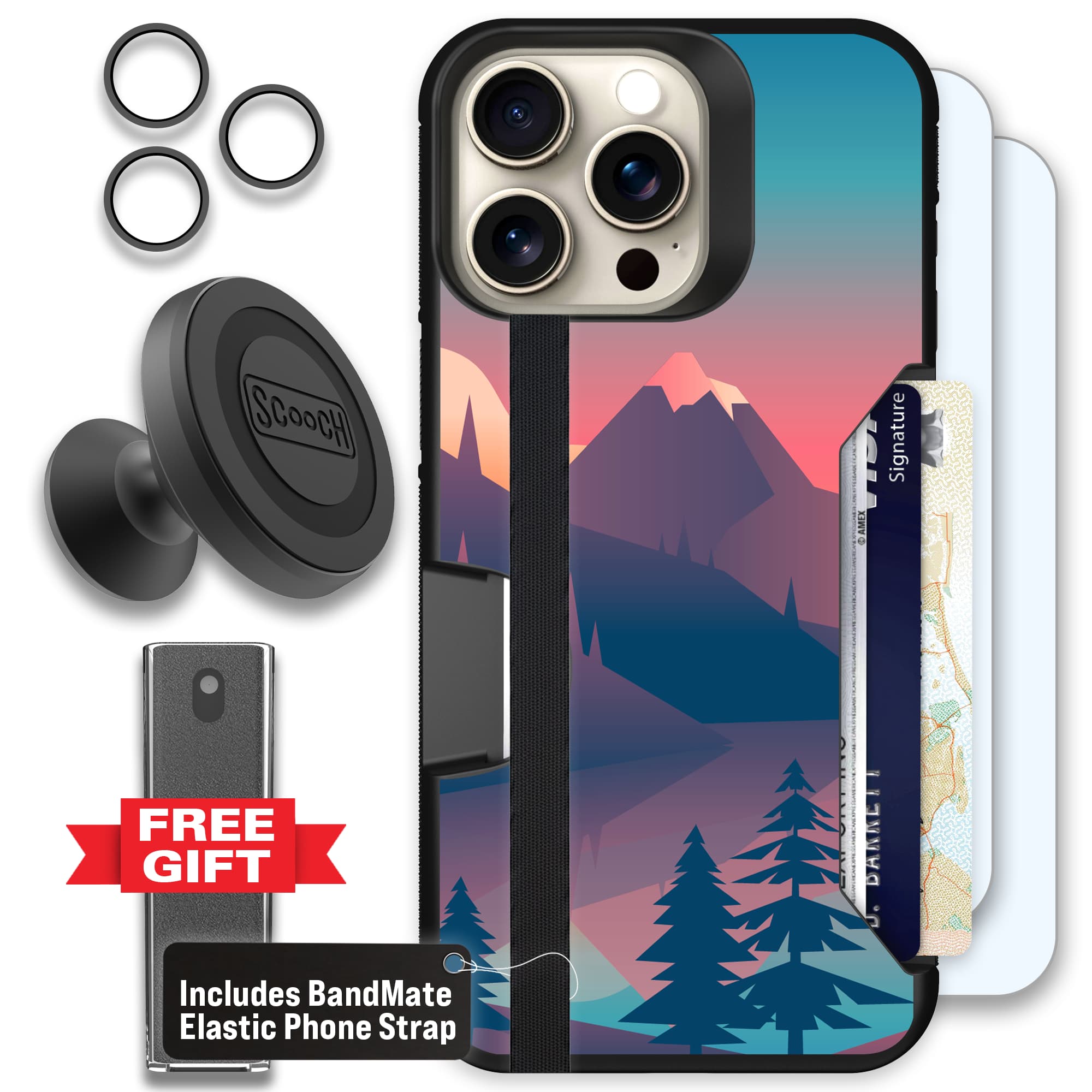 Moneymate - iPhone 15 Pro Max - Mountain Range - Defender Bundle