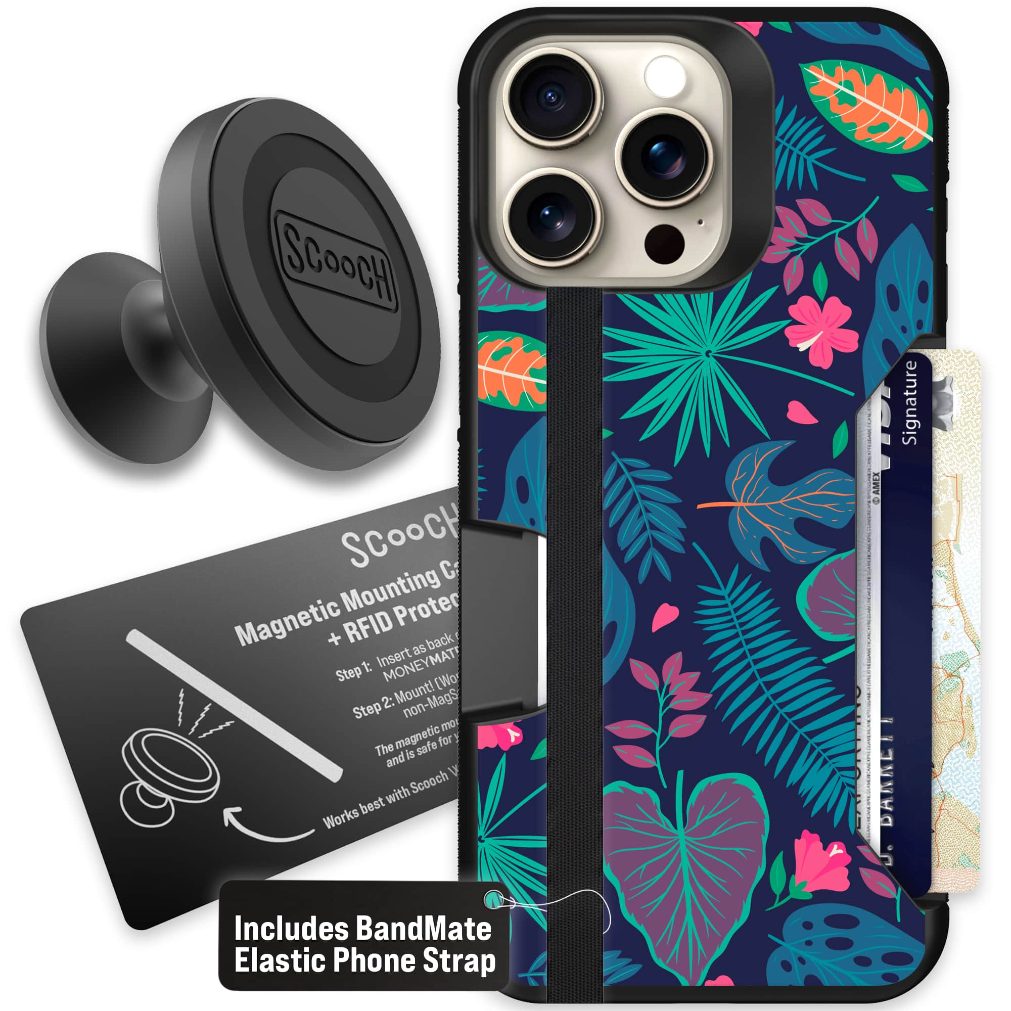Moneymate - iPhone 15 Pro Max - Tropical Leaves - Starter Bundle