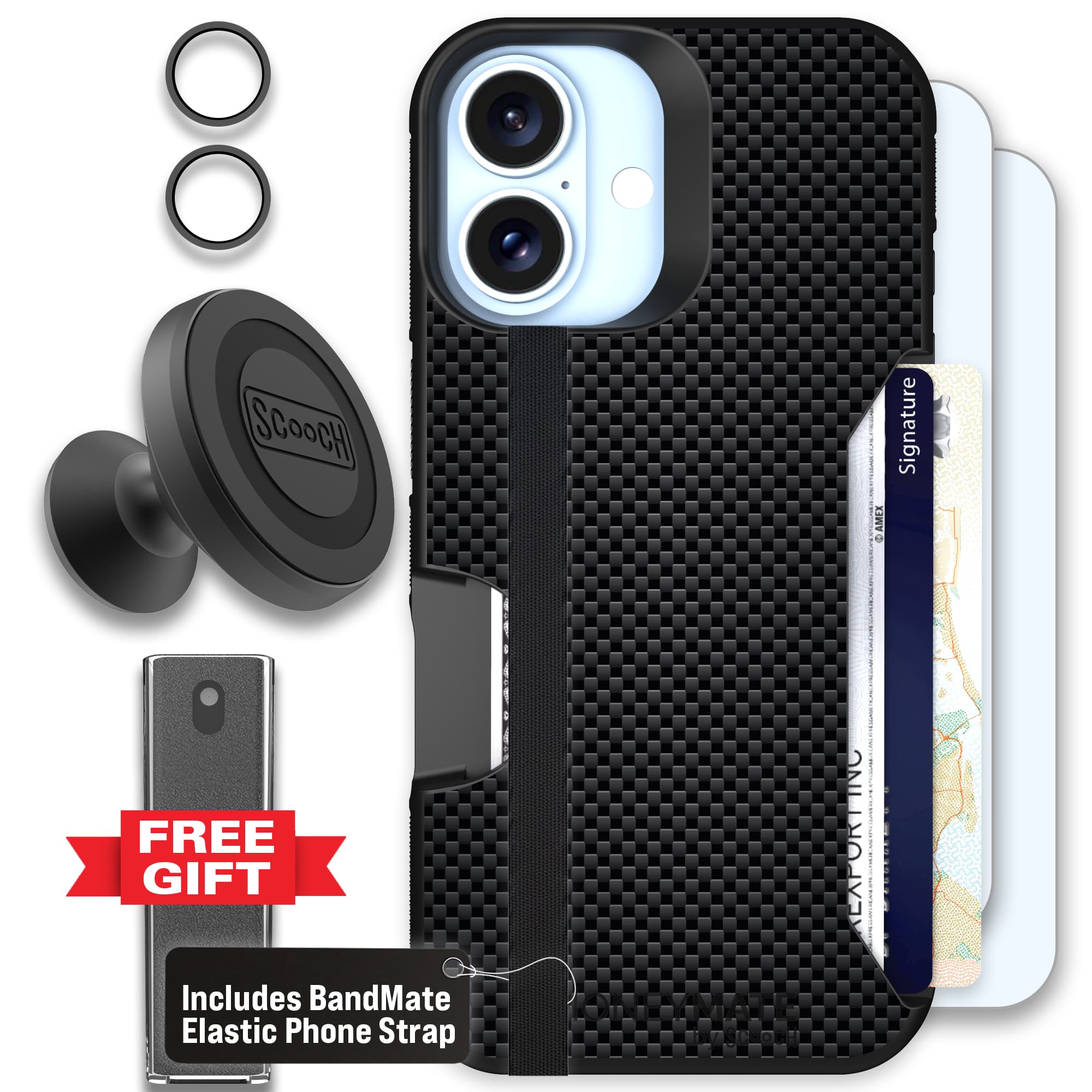 Moneymate - iPhone 16 - Carbon Fiber - Defender Bundle