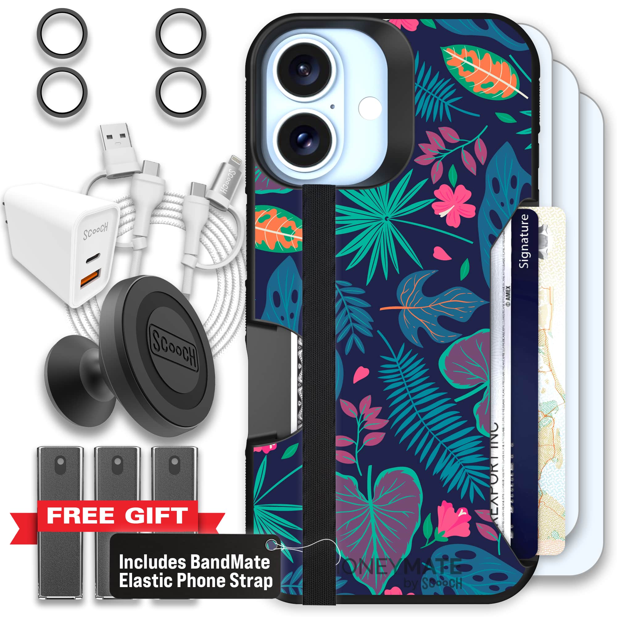 Moneymate - iPhone 16 - Tropical Leaves - Ultimate Bundle