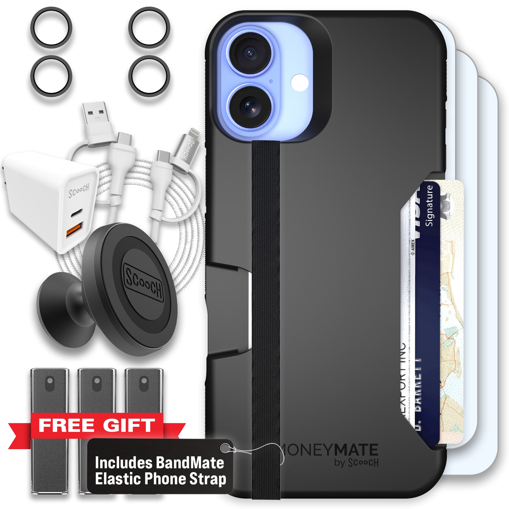 Moneymate - iPhone 16 Plus - Black - Ultimate Bundle