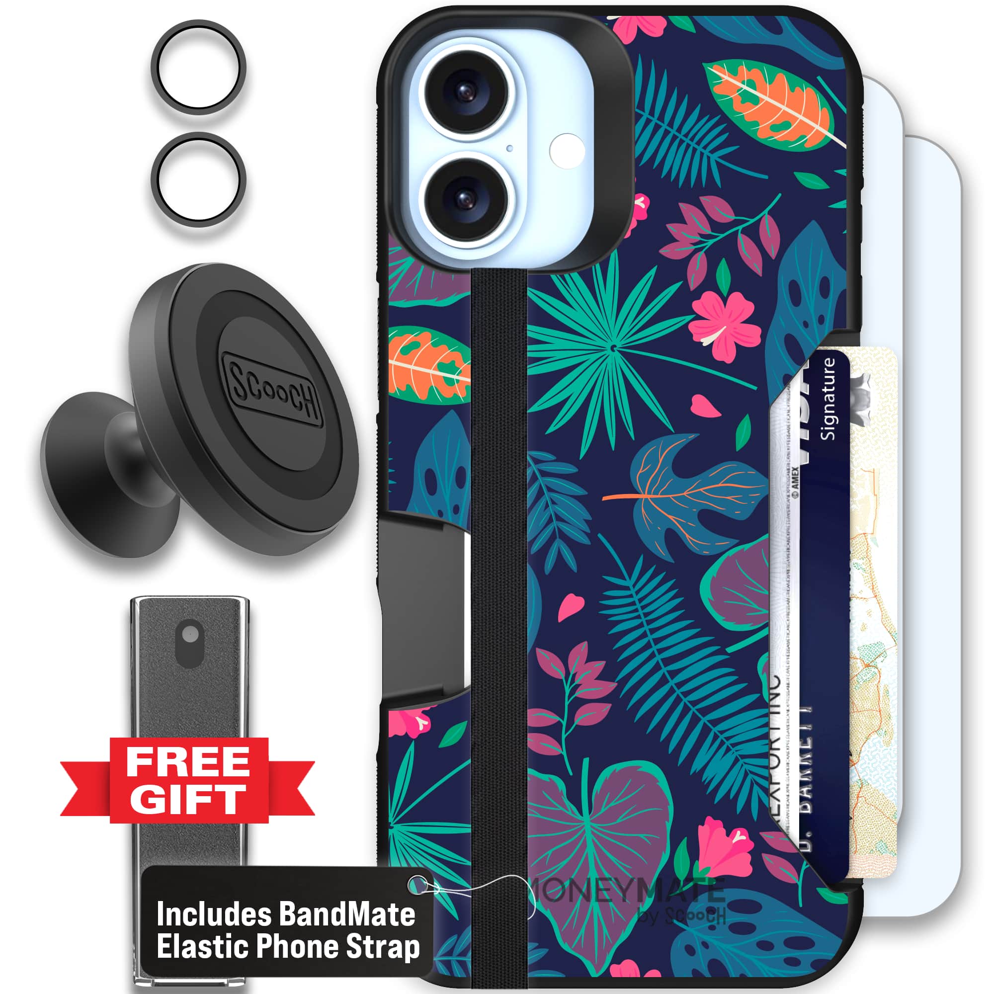 Moneymate - iPhone 16 Plus - Tropical Leaves - Defender Bundle