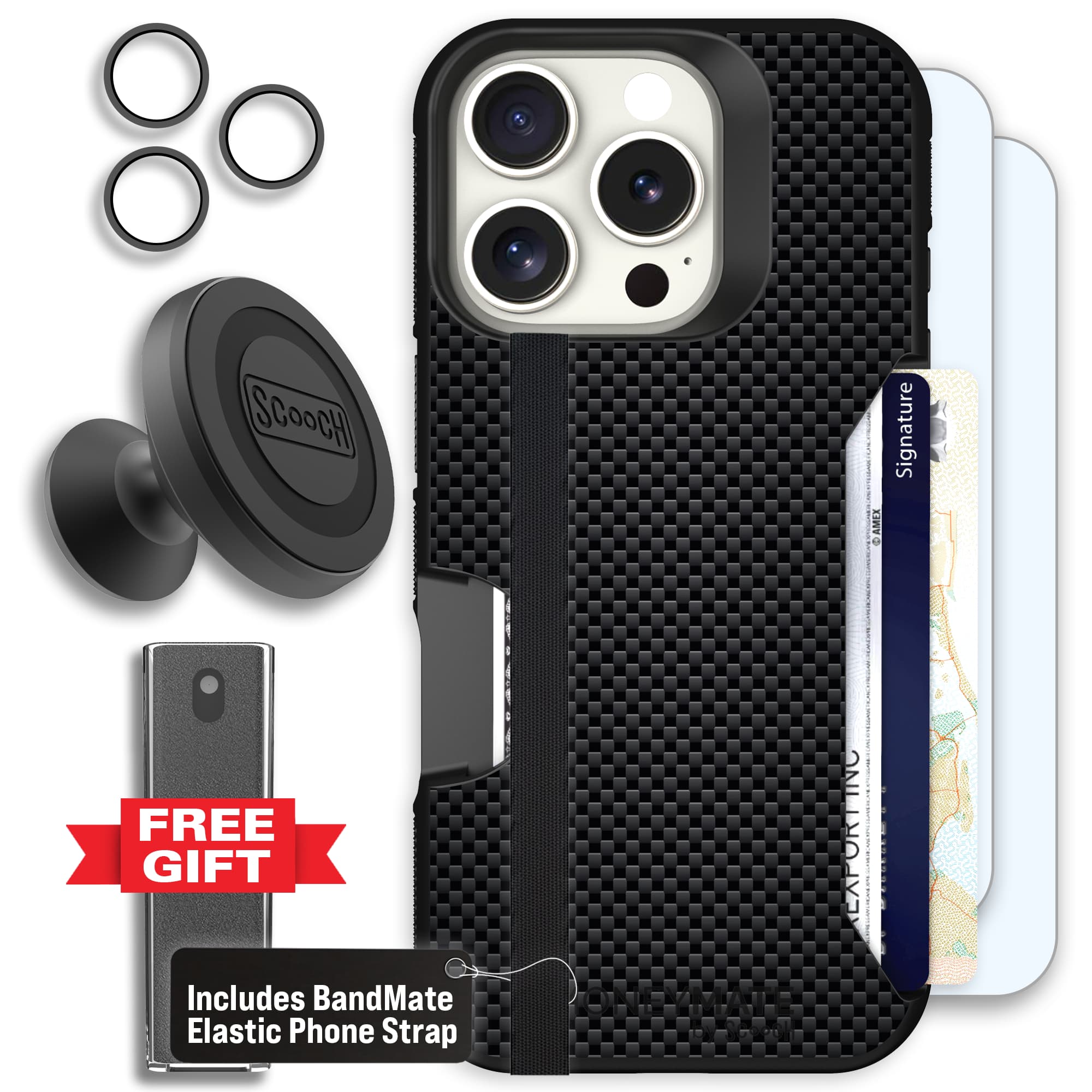 Moneymate - iPhone 16 Pro - Carbon Fiber - Defender Bundle