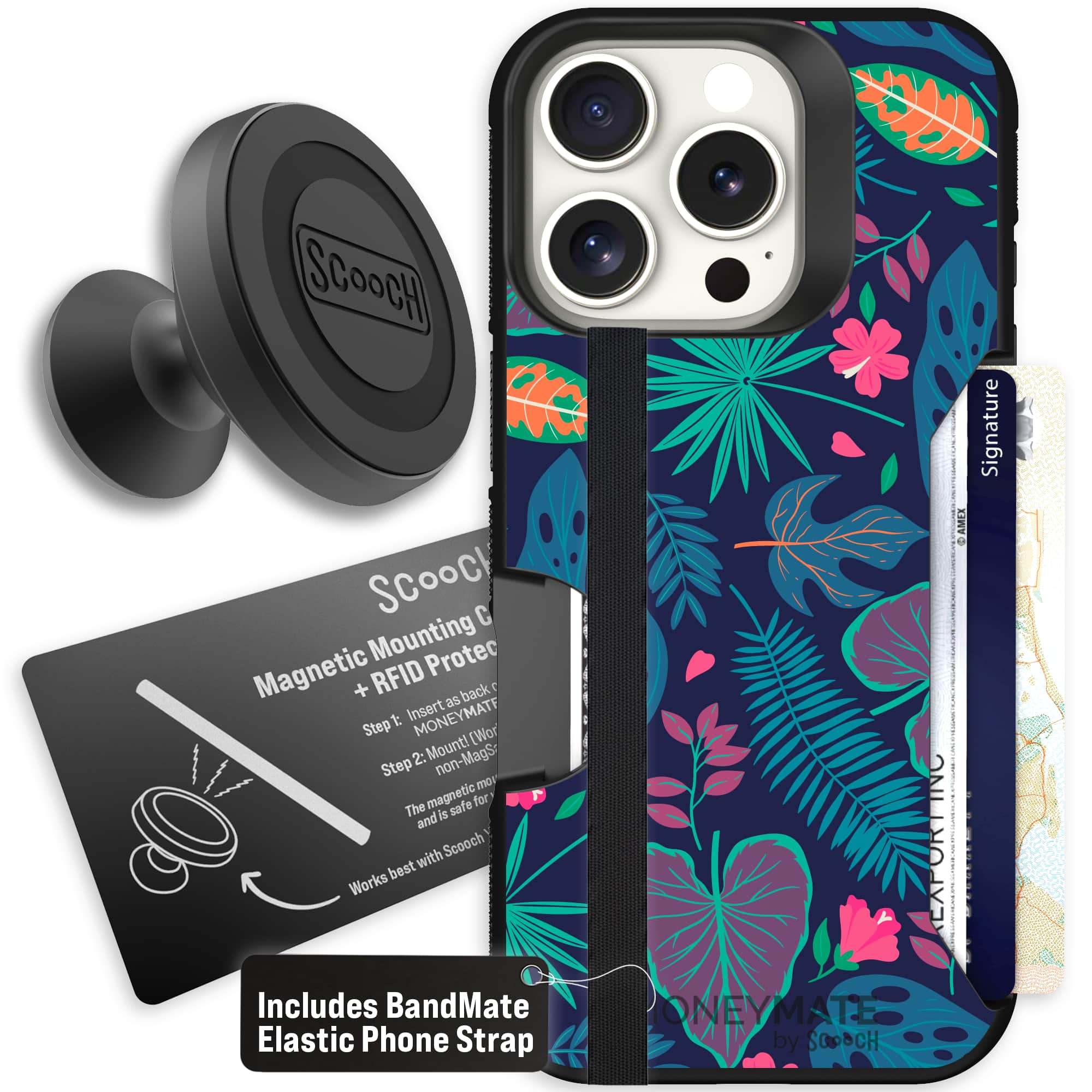 Moneymate - iPhone 16 Pro - Tropical Leaves - Starter Bundle
