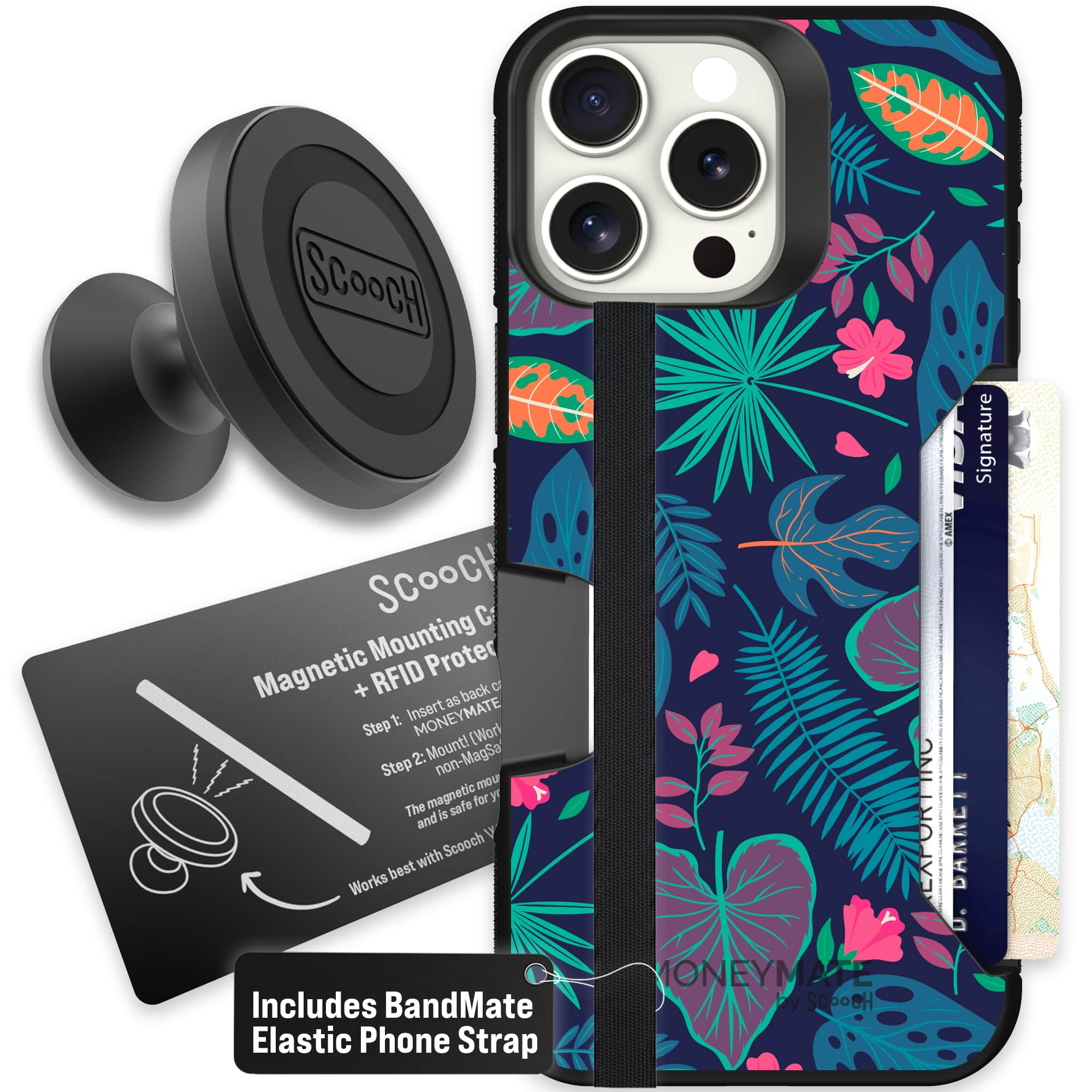 Moneymate - iPhone 16 Pro Max - Tropical Leaves - Starter Bundle