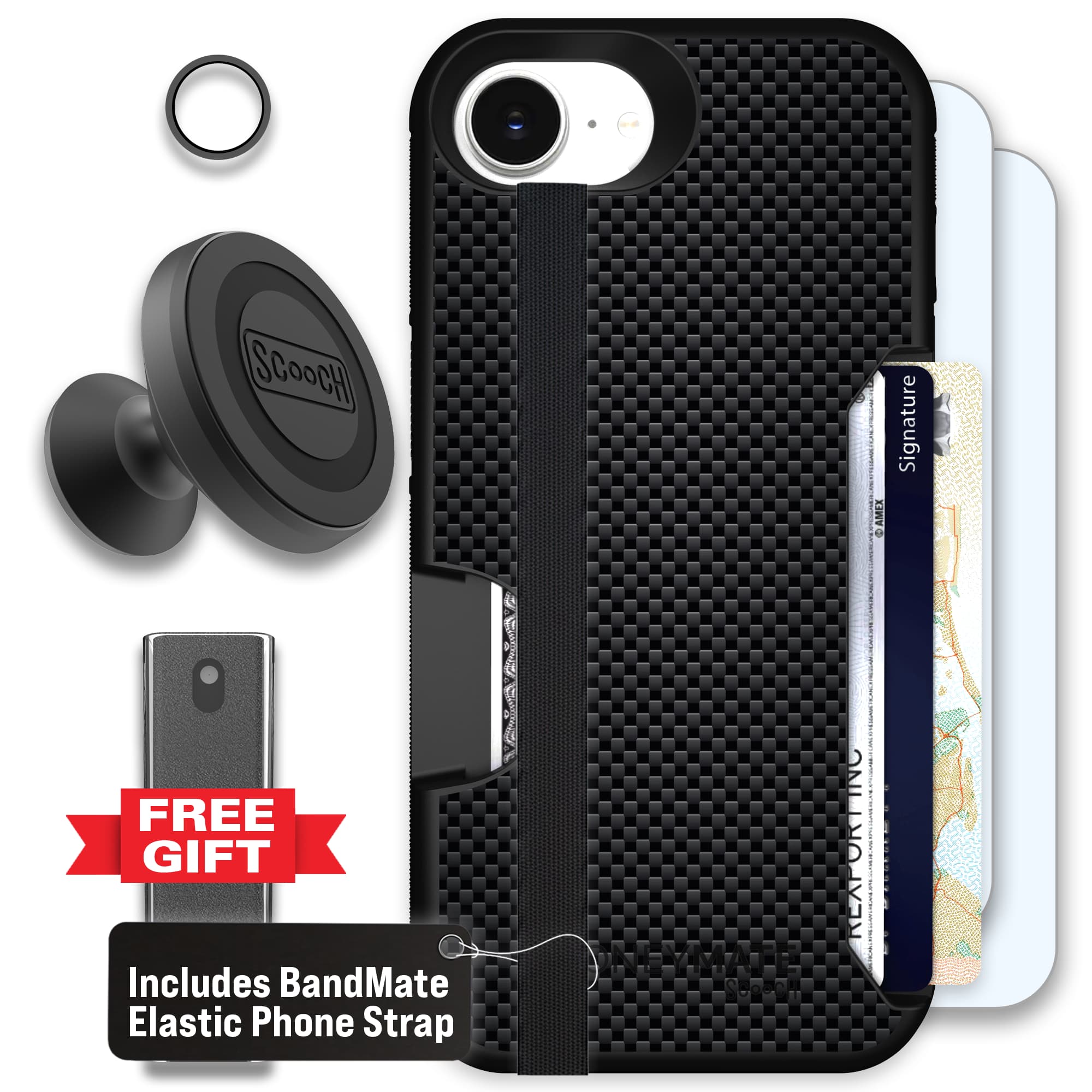 Moneymate - iPhone 16e - Carbon Fiber - Defender Bundle