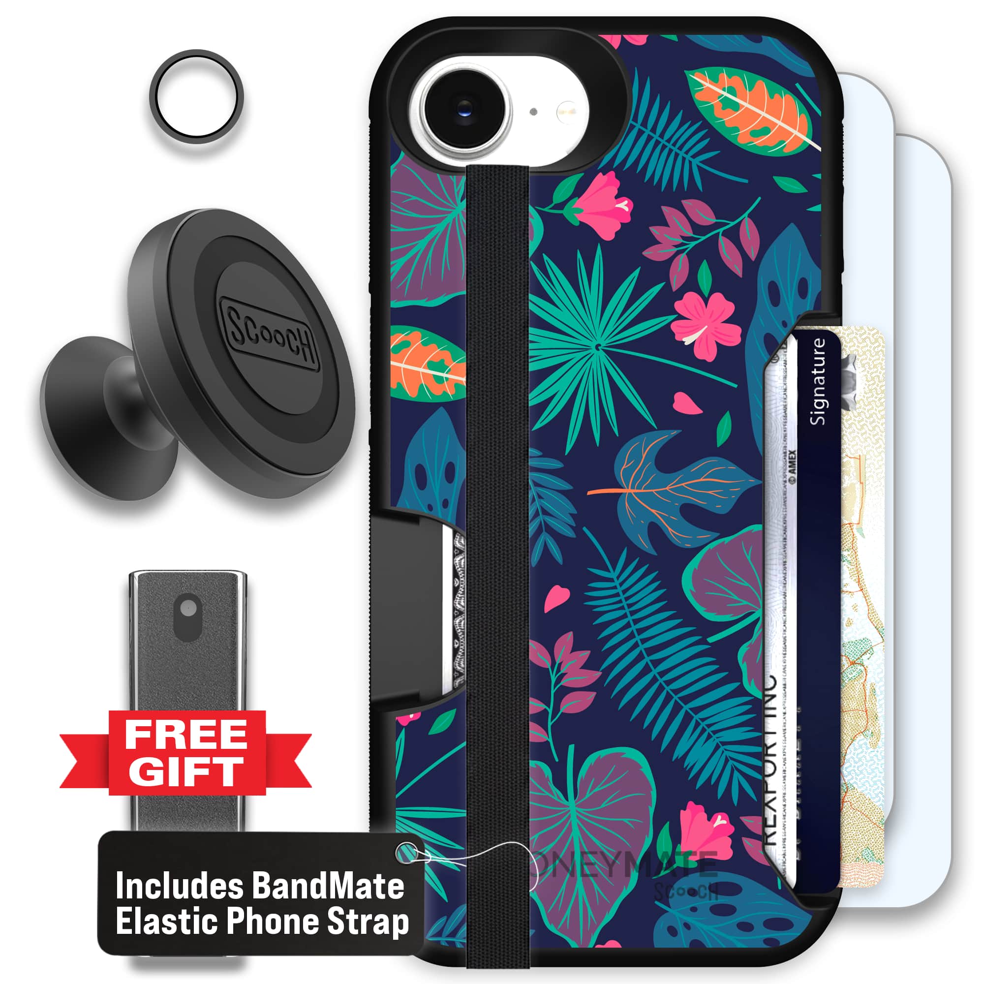 Moneymate - iPhone 16e - Tropical Leaves - Defender Bundle