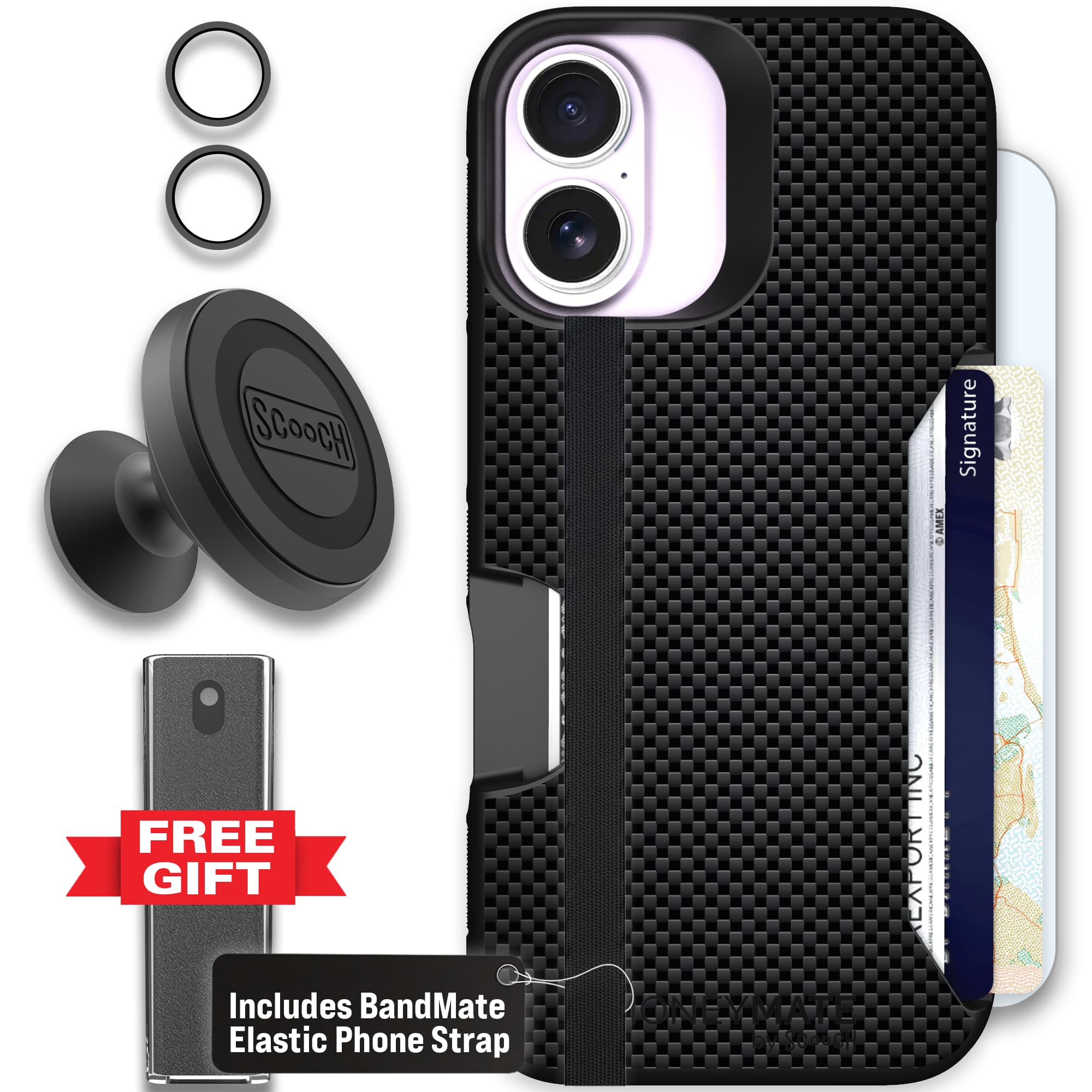 Moneymate - iPhone 17 - Carbon Fiber - Defender Bundle