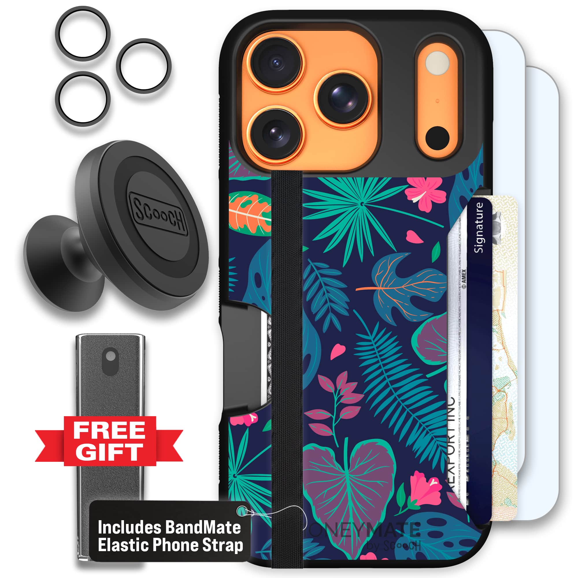 Moneymate - iPhone 17 Pro - Tropical Leaves - Defender Bundle
