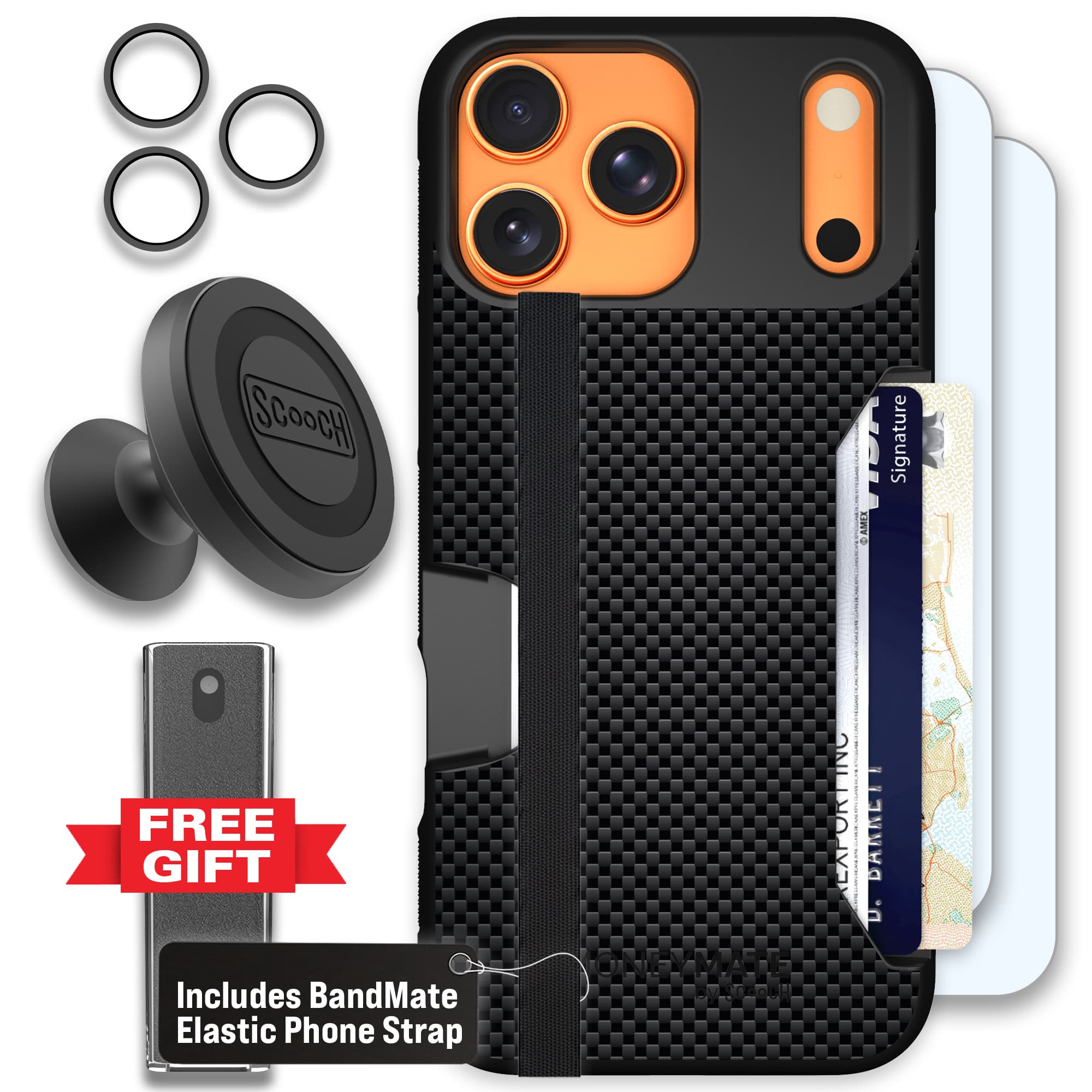 Moneymate - iPhone 17 Pro Max - Carbon Fiber - Defender Bundle
