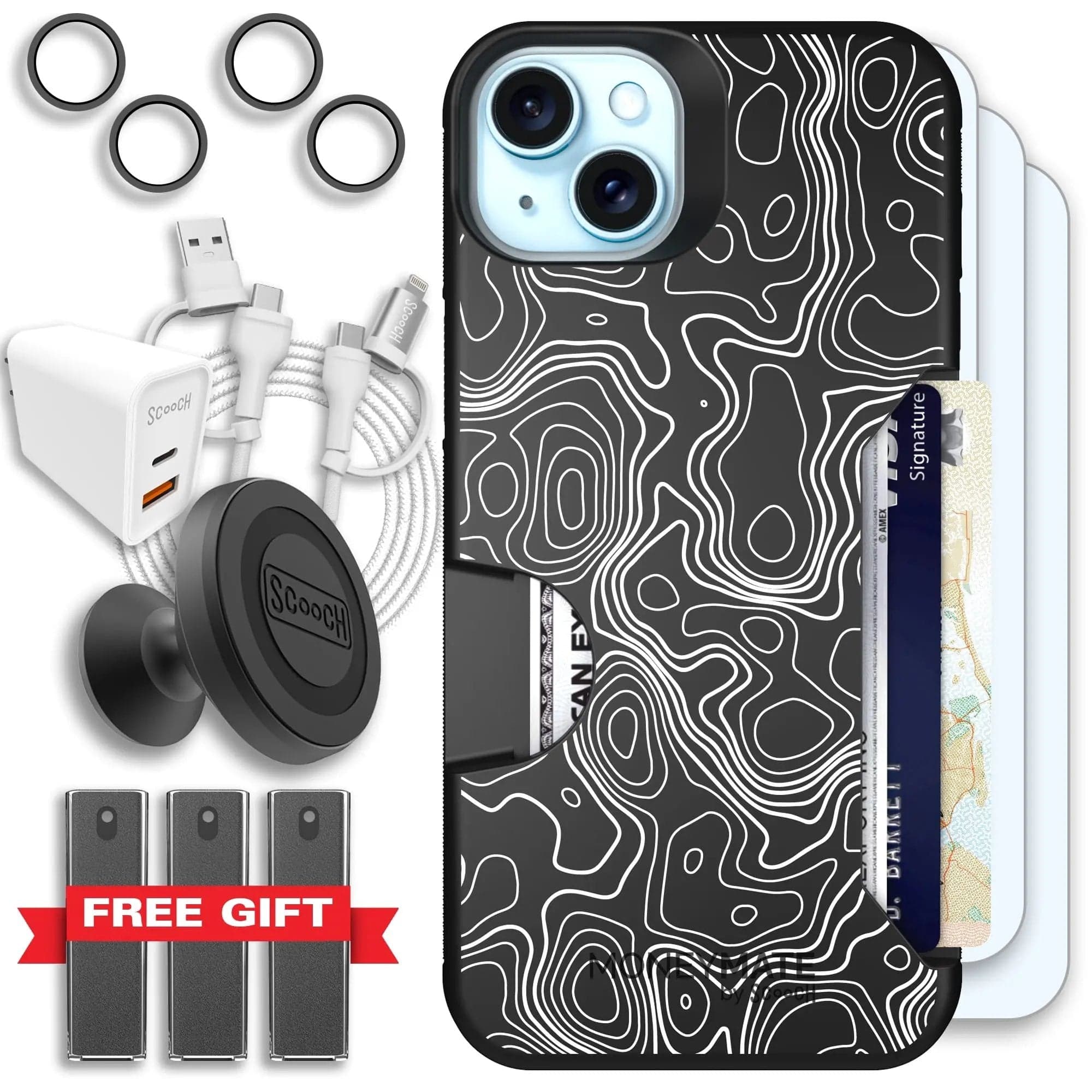 Scooch-Moneymate Ultimate Bundle for iPhone 15 Plus-Topography