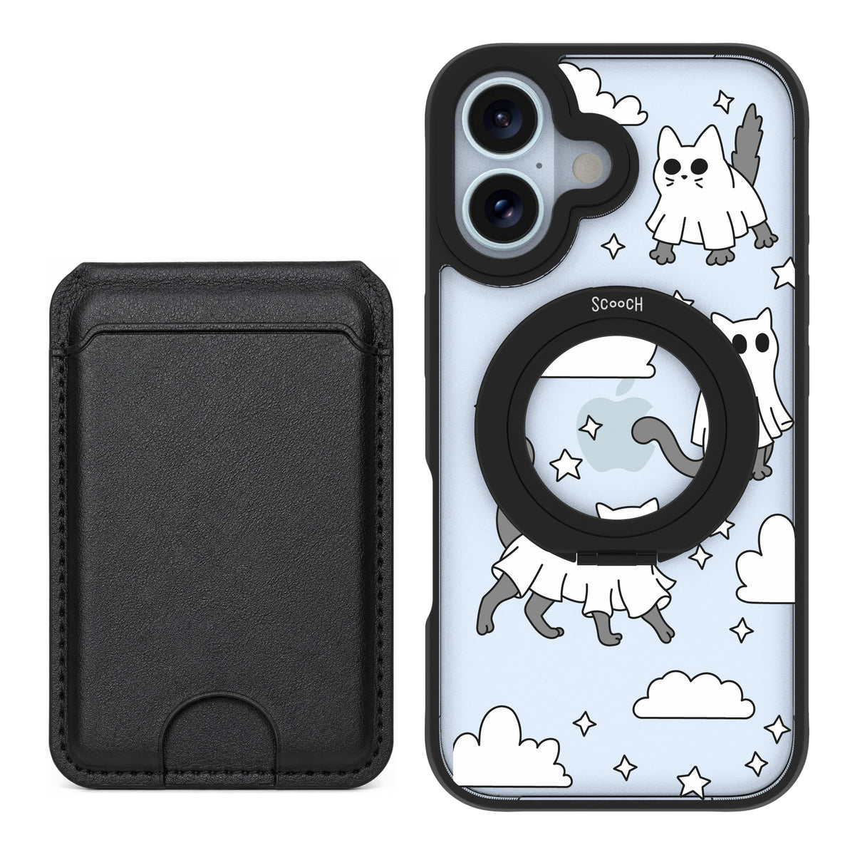 Scooch MagCase Scaredy Cats black magwallet bundle featuring the original Scaredy Cats print