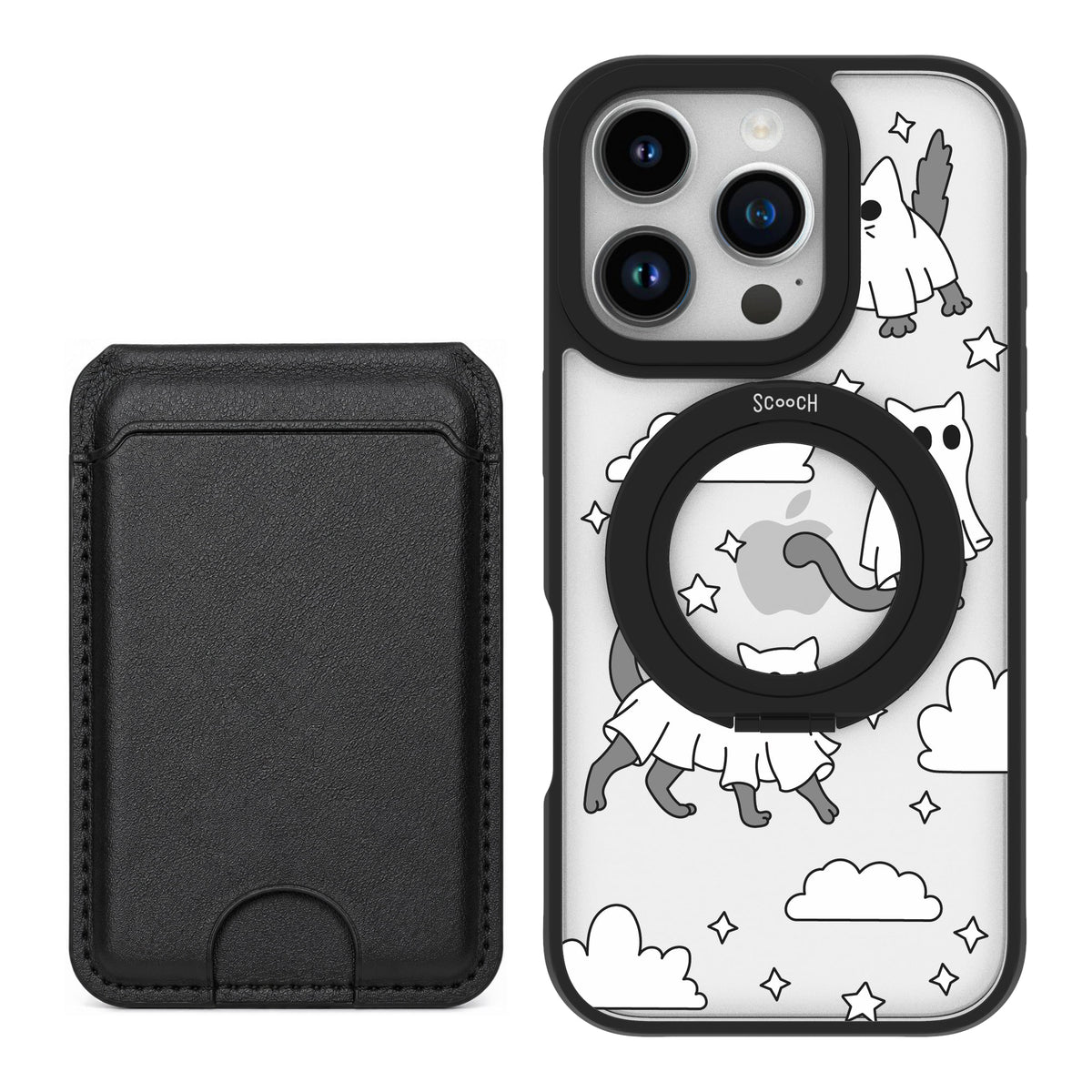 Scooch MagCase Scaredy Cats black magwallet bundle featuring the original Scaredy Cats print