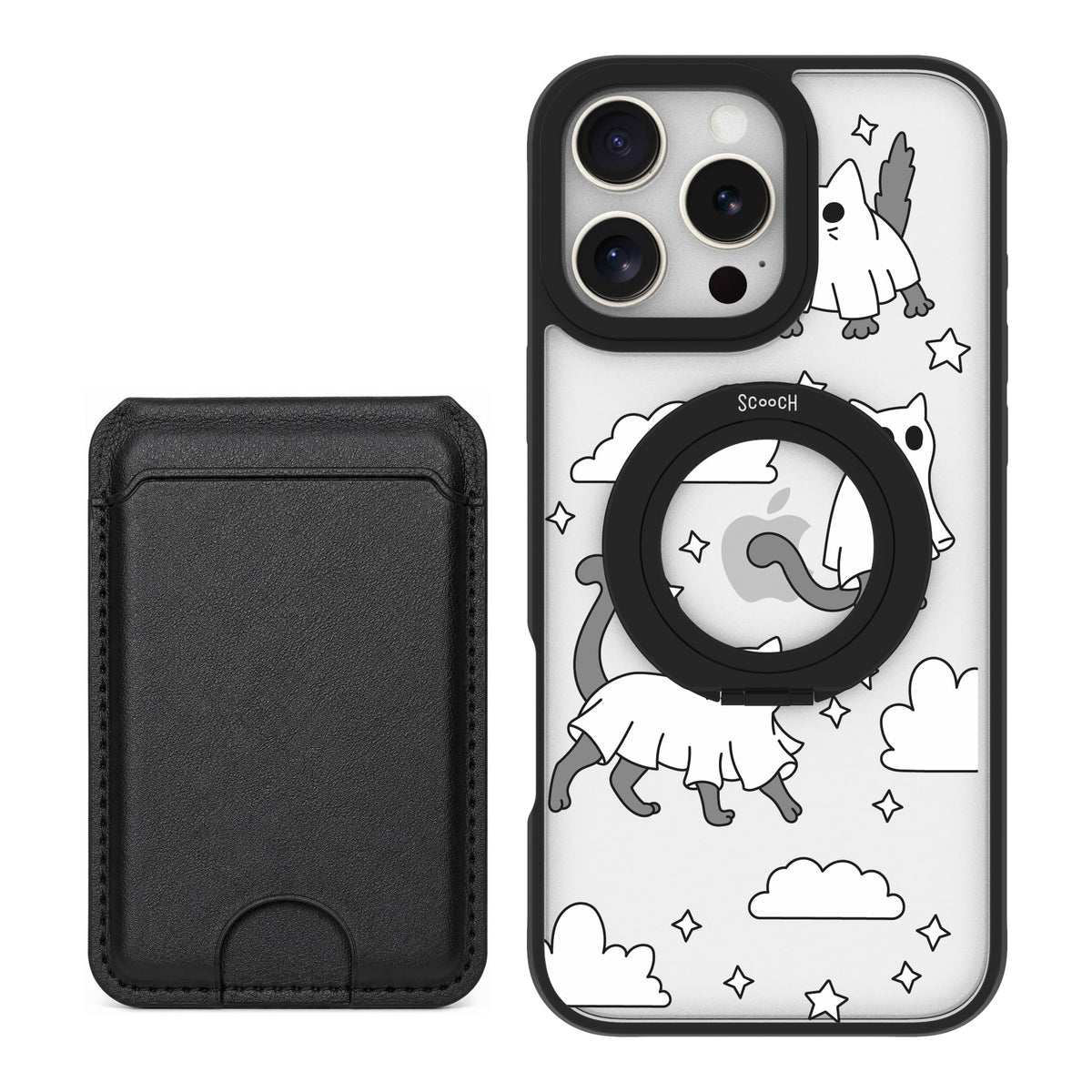 Scooch MagCase Scaredy Cats black magwallet bundle featuring the original Scaredy Cats print