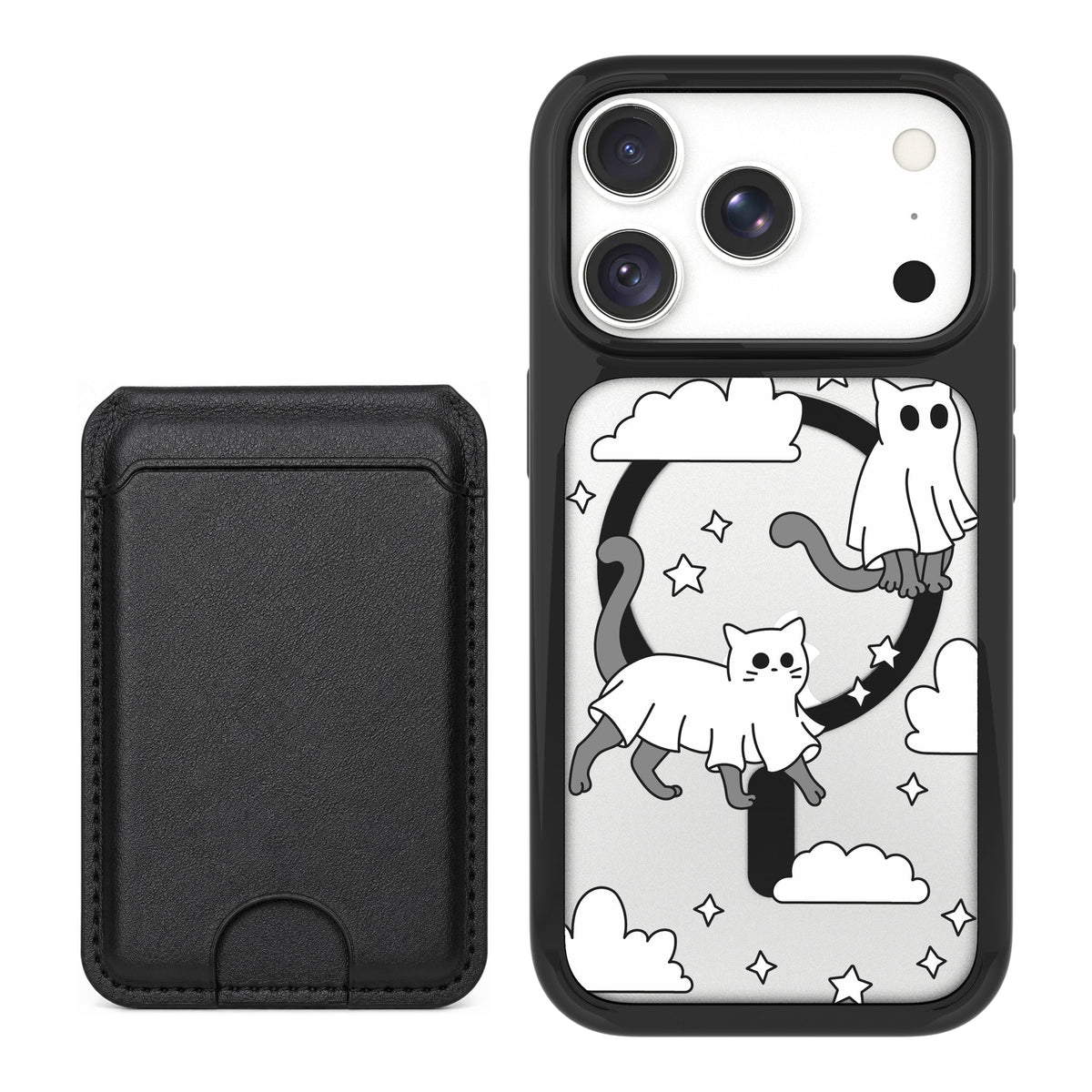 Scooch MagCase Scaredy Cats black magwallet bundle featuring the original Scaredy Cats print