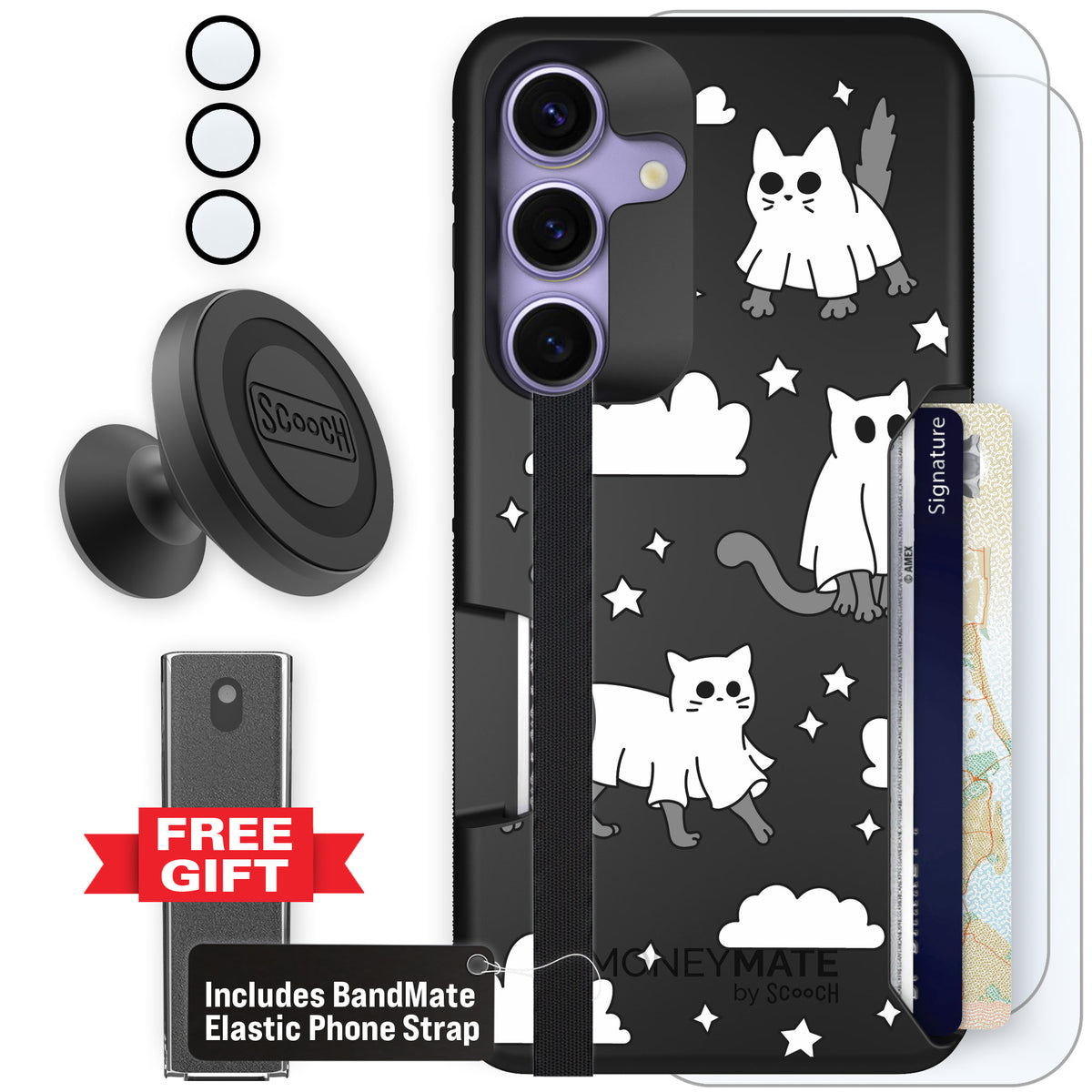 Scooch Moneymate Scaredy Cats defender bundle featuring the original Scaredy Cats print