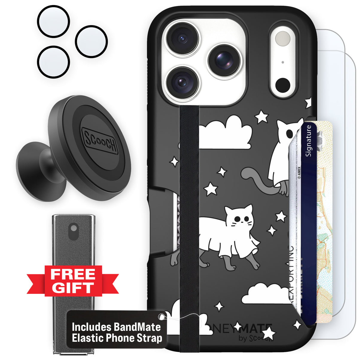 Scooch Moneymate Scaredy Cats defender bundle featuring the original Scaredy Cats print