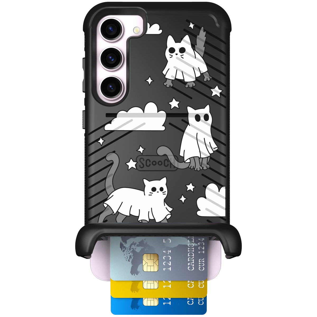 Scooch Wingmate Scaredy Cats case featuring the original Scaredy Cats print
