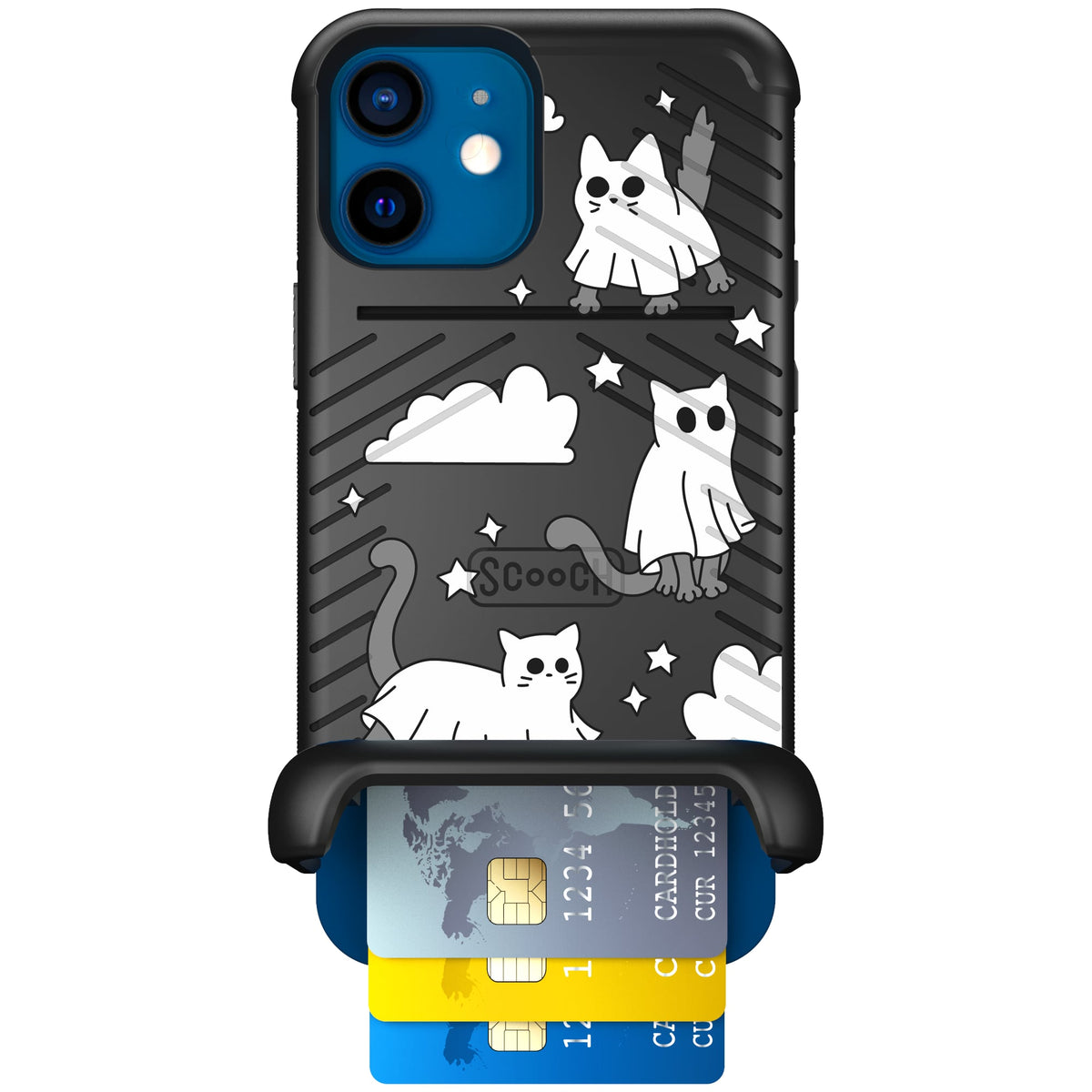 Scooch Wingmate Scaredy Cats case featuring the original Scaredy Cats print