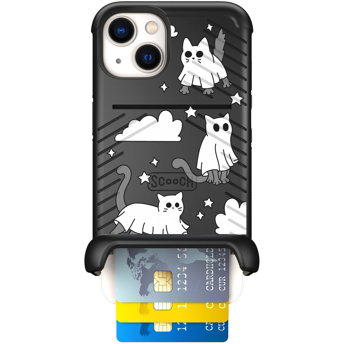 Scooch Wingmate Scaredy Cats case featuring the original Scaredy Cats print