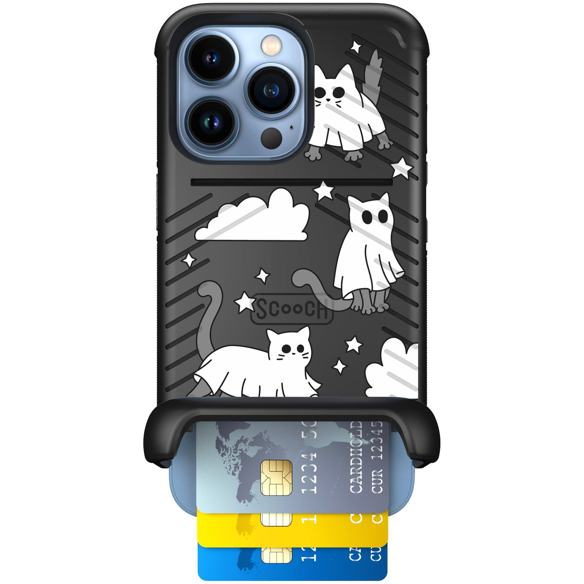 Scooch Wingmate Scaredy Cats case featuring the original Scaredy Cats print