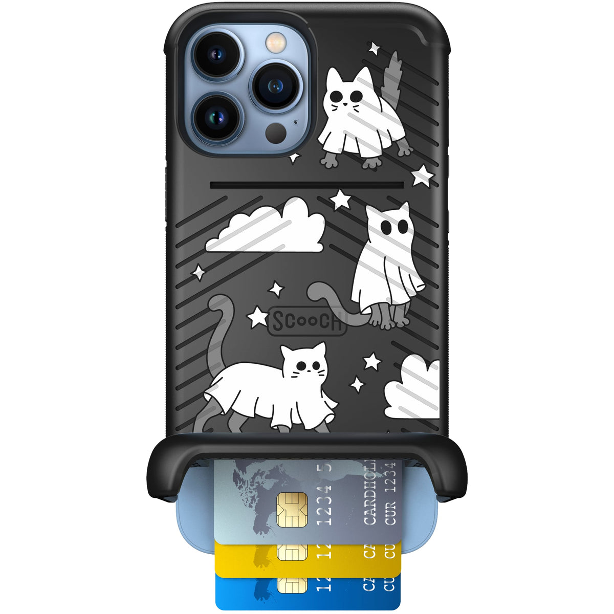 Scooch Wingmate Scaredy Cats case featuring the original Scaredy Cats print