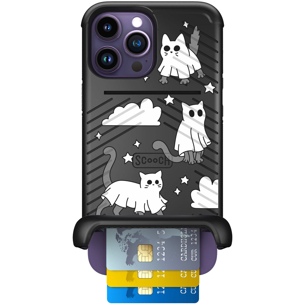 Scooch Wingmate Scaredy Cats case featuring the original Scaredy Cats print