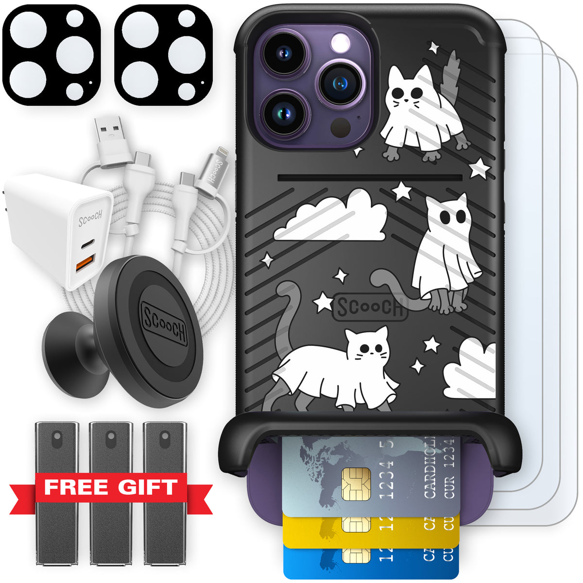 Scooch Wingmate Scaredy Cats ultimate bundle featuring the original Scaredy Cats print