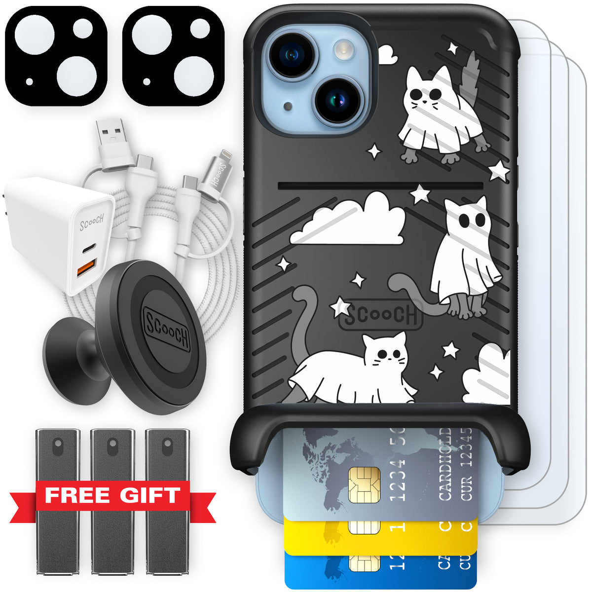 Scooch Wingmate Scaredy Cats ultimate bundle featuring the original Scaredy Cats print