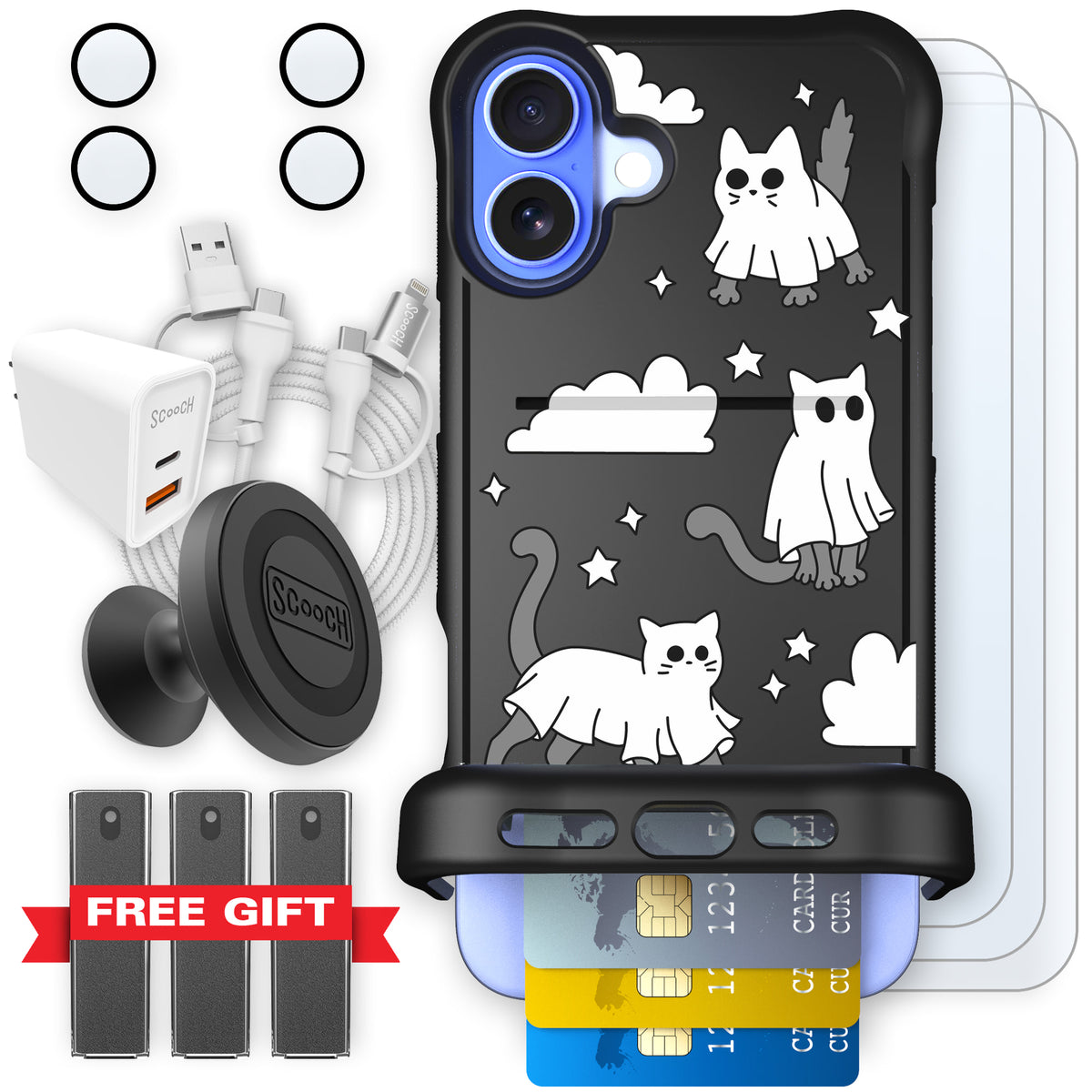 Scooch Wingmate Scaredy Cats ultimate bundle featuring the original Scaredy Cats print
