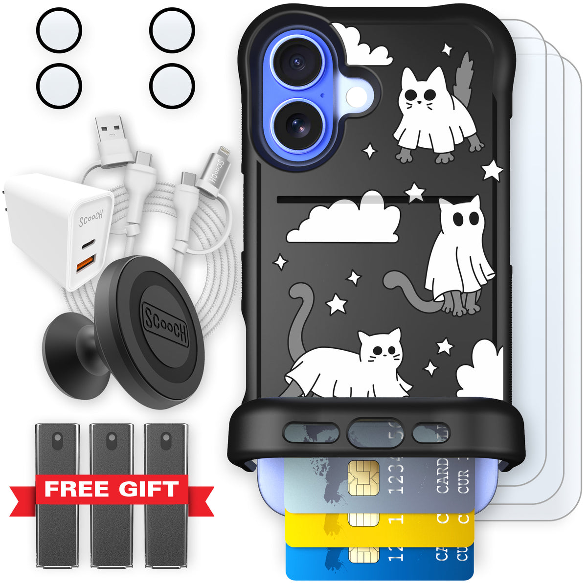 Scooch Wingmate Scaredy Cats ultimate bundle featuring the original Scaredy Cats print