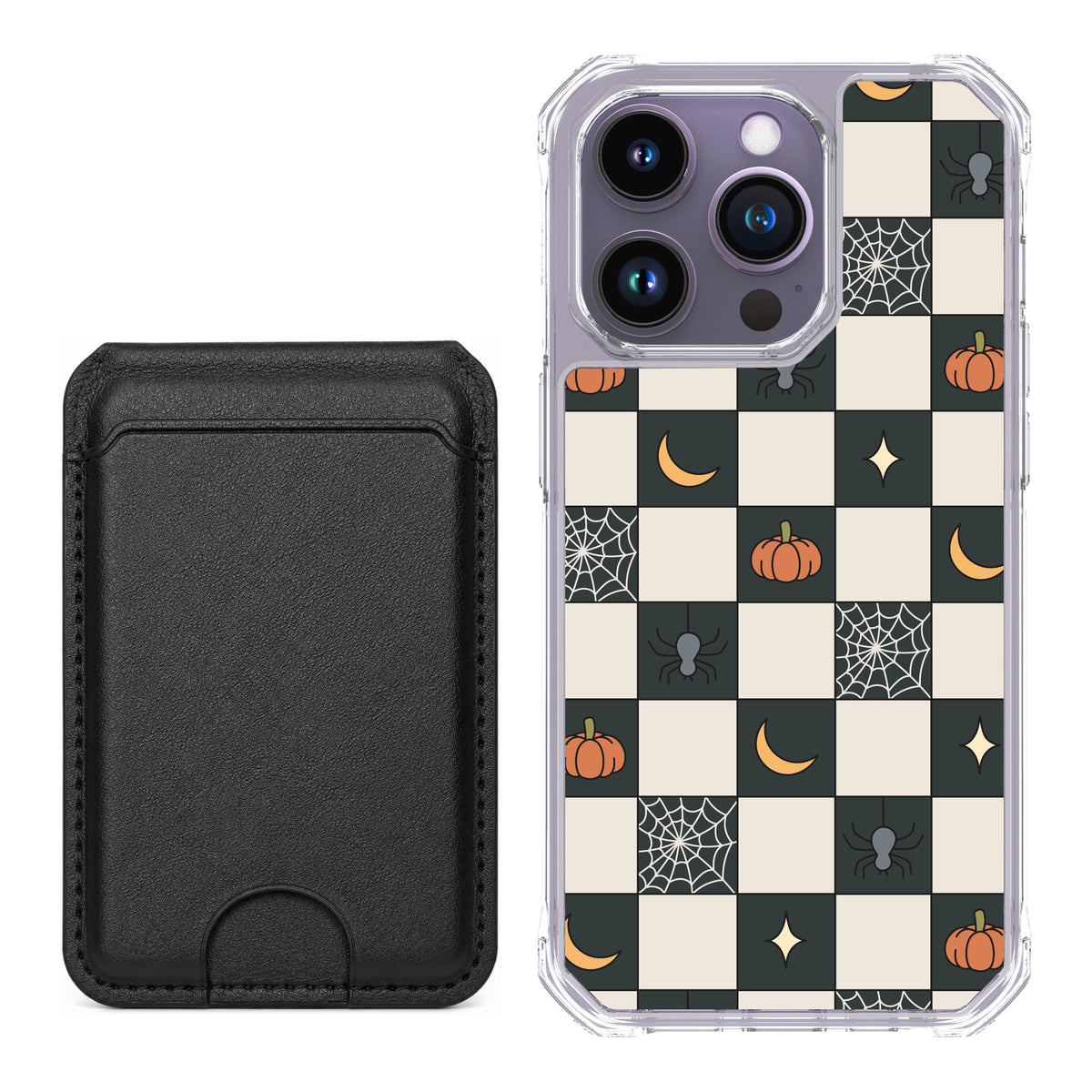 Scooch MagCase Spooky Squares black magwallet bundle featuring the original Spooky Squares print