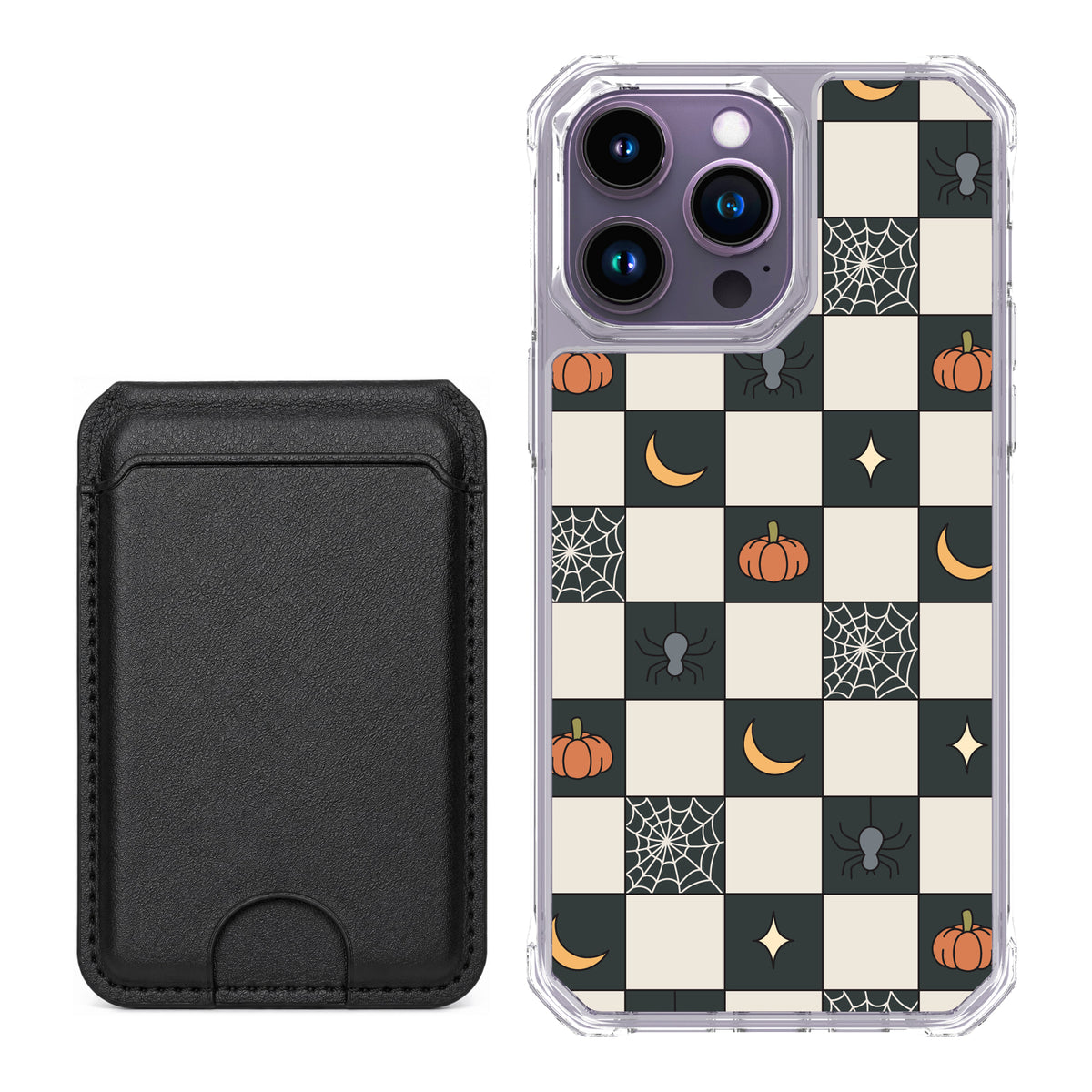 Scooch MagCase Spooky Squares black magwallet bundle featuring the original Spooky Squares print