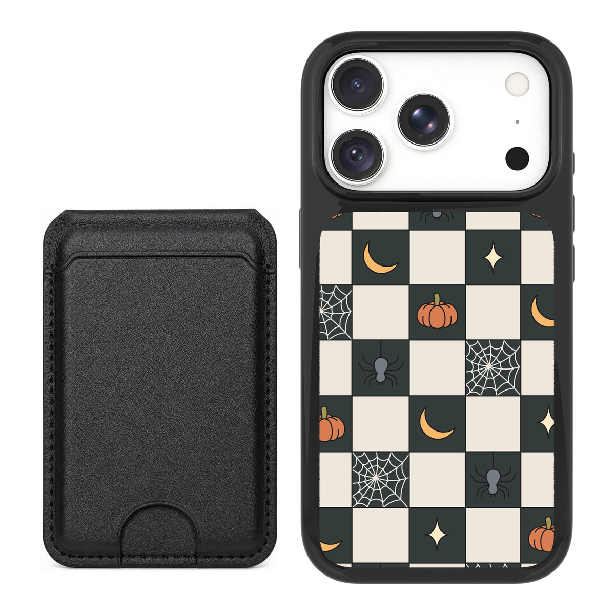 Scooch MagCase Spooky Squares black magwallet bundle featuring the original Spooky Squares print