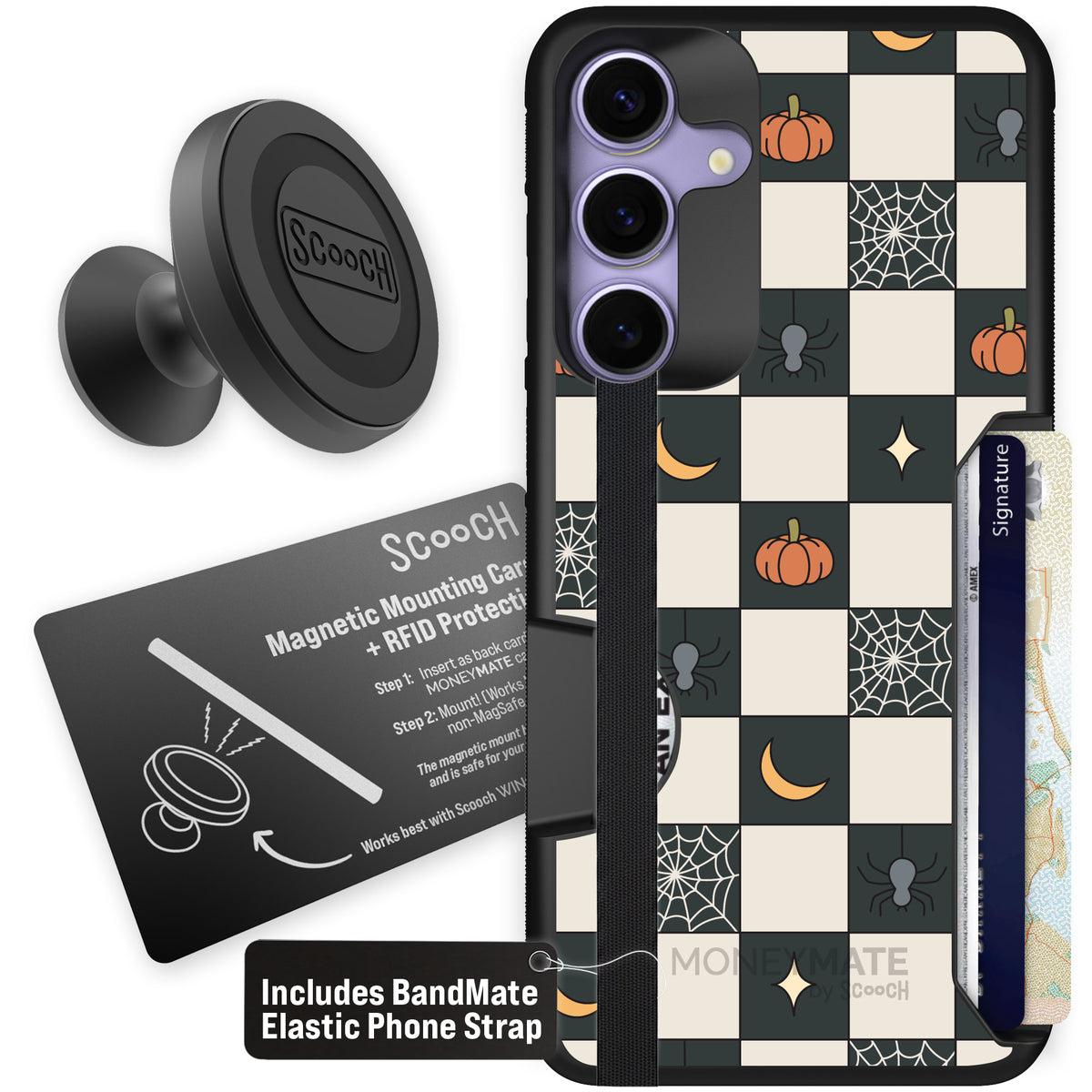 Scooch Moneymate Spooky Squares starter bundle featuring the original Spooky Squares print