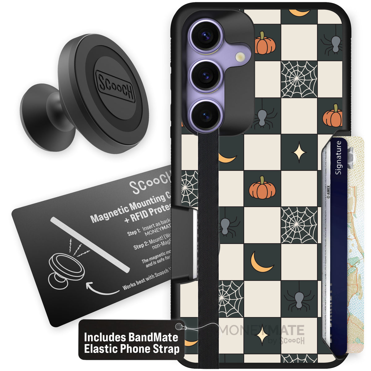 Scooch Moneymate Spooky Squares starter bundle featuring the original Spooky Squares print