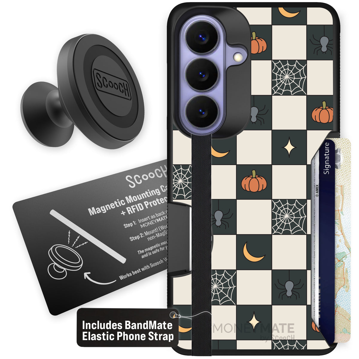 Scooch Moneymate Spooky Squares starter bundle featuring the original Spooky Squares print